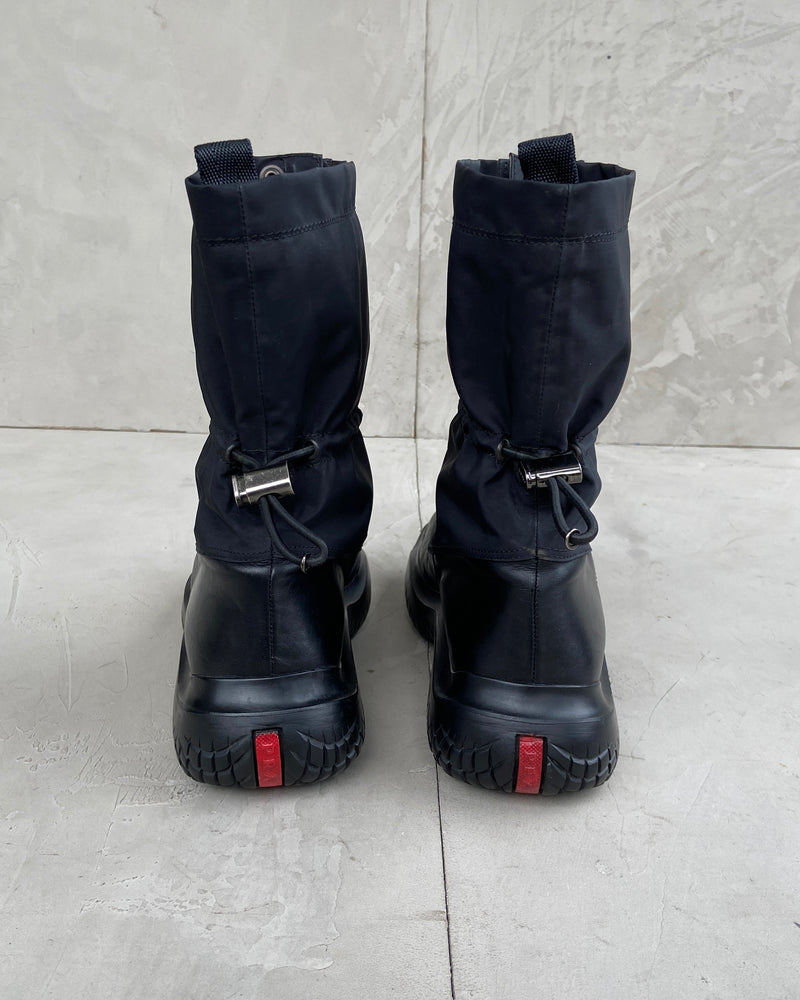 PRADA AW99 VIBRAM LEATHER & NYLON BOOTS - EU 40 / UK 7