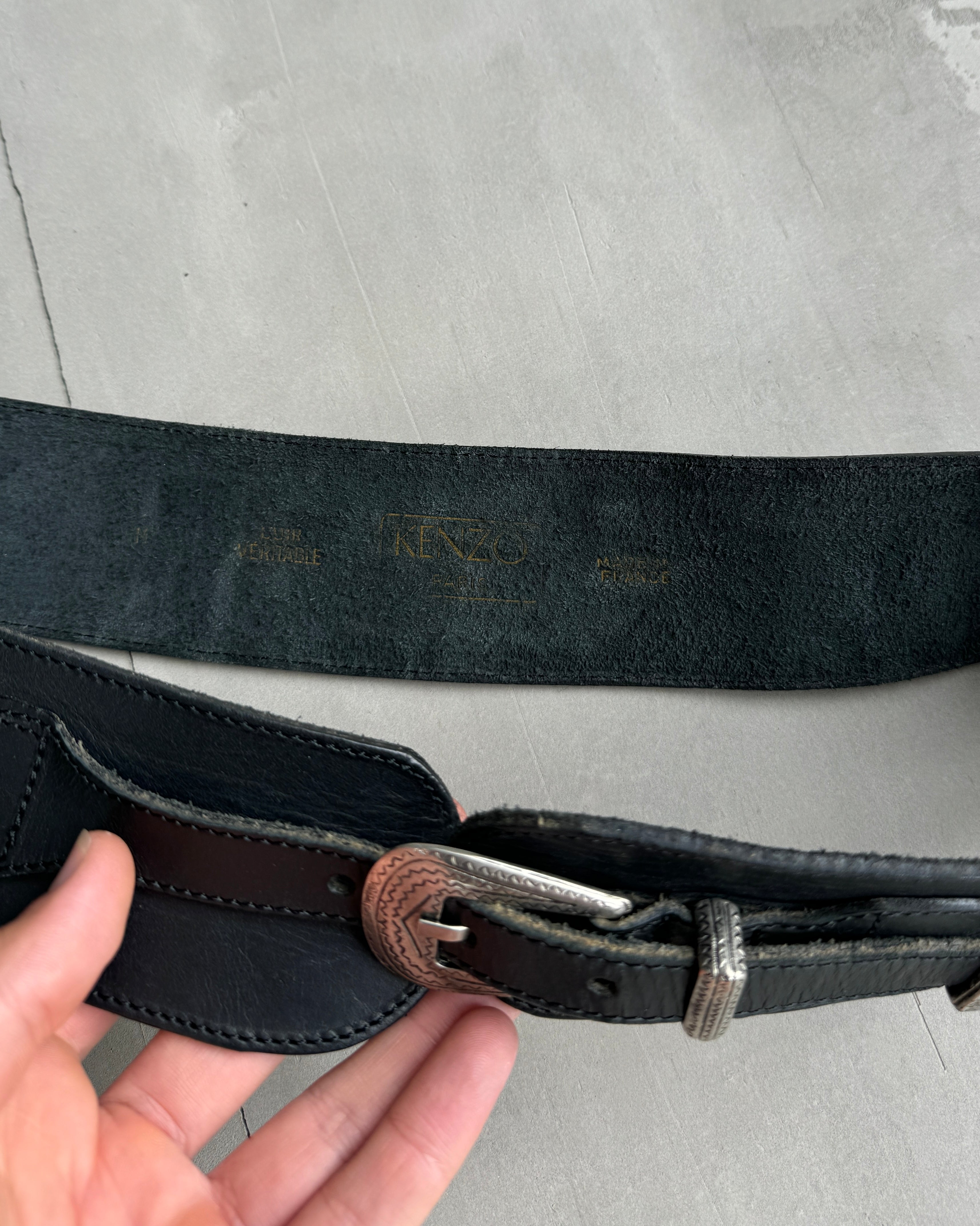 KENZO WESTERN LEATHER BELT - M
