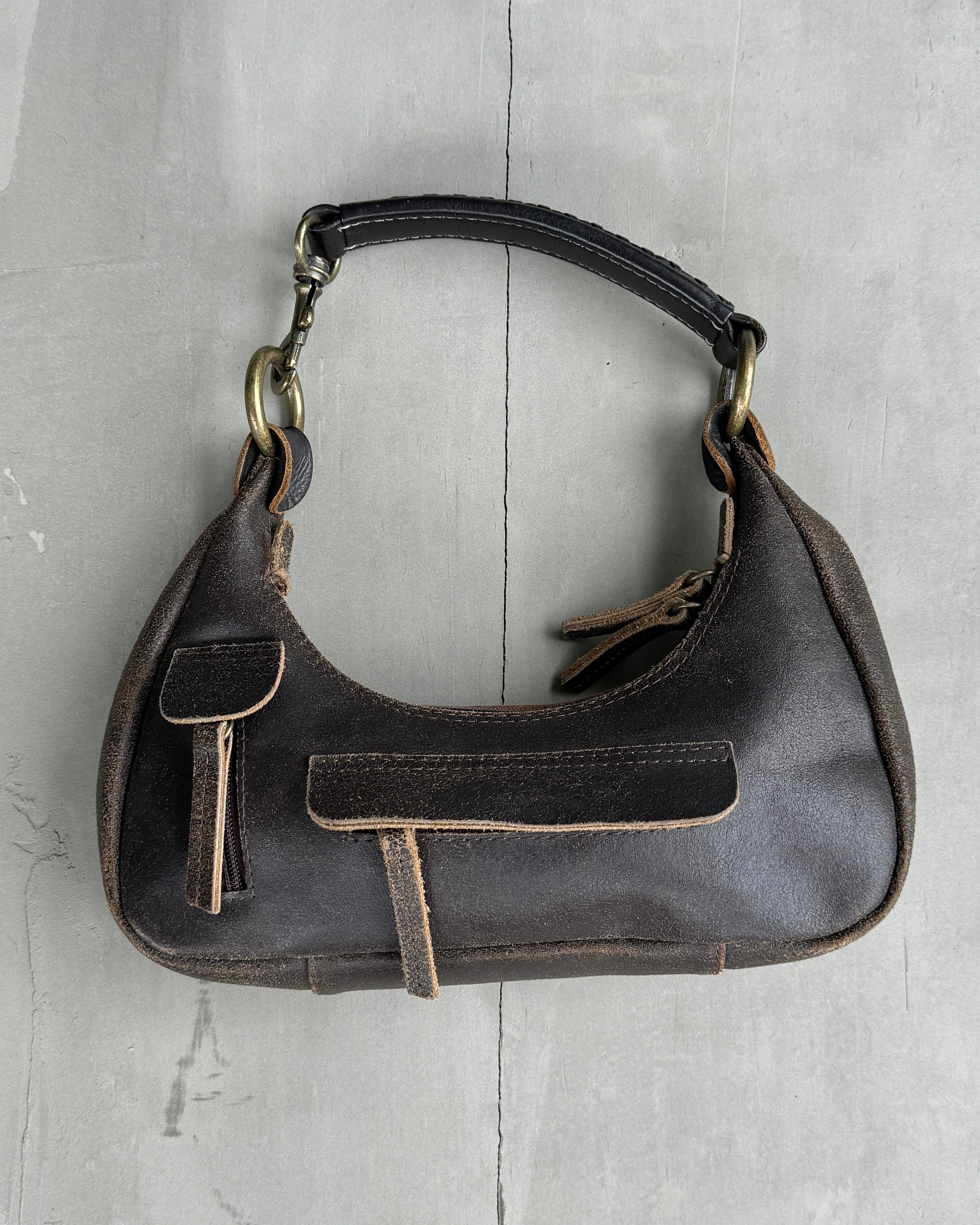 KTDO BROWN LEATHER SHOULDER BAG