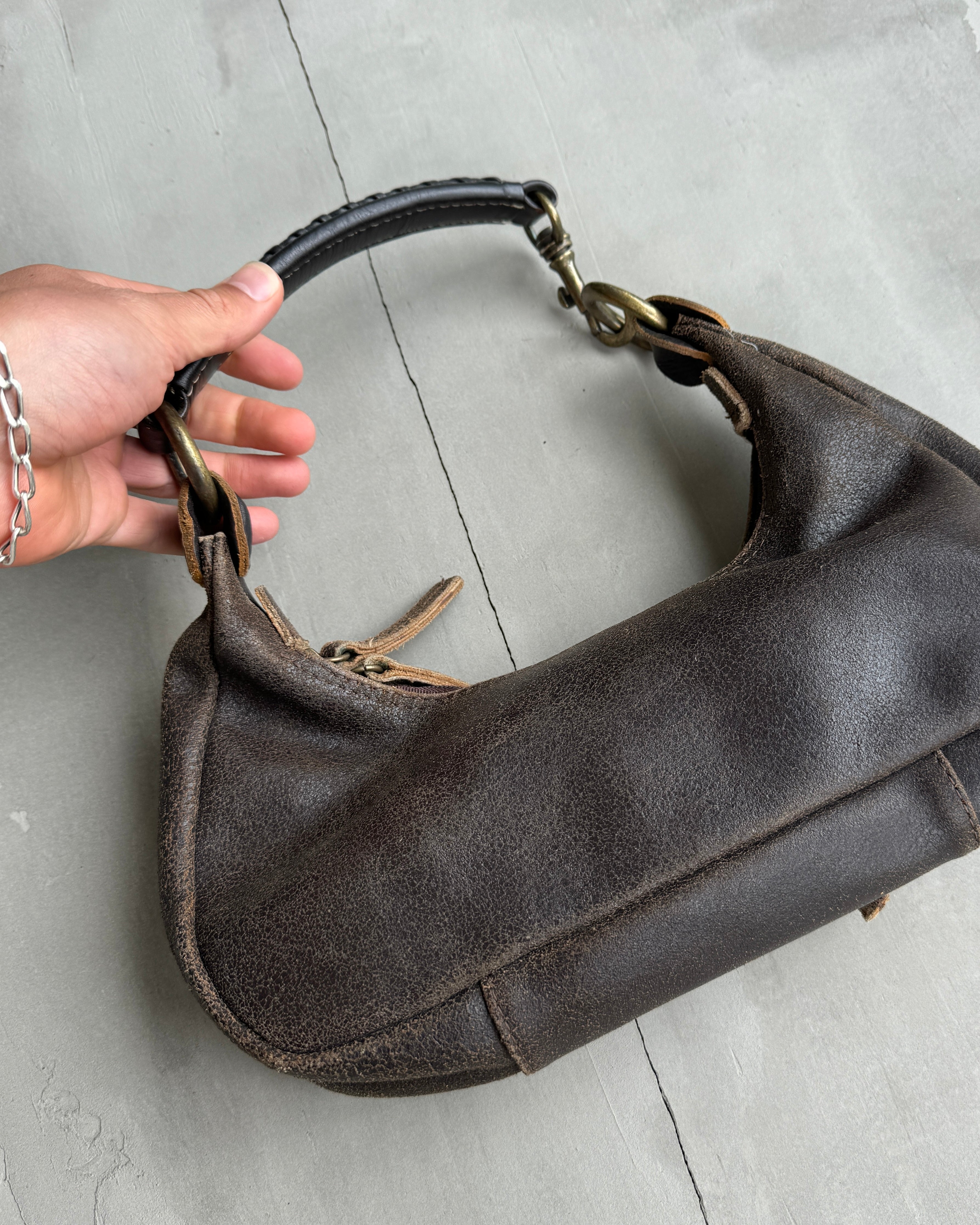 KTDO BROWN LEATHER SHOULDER BAG