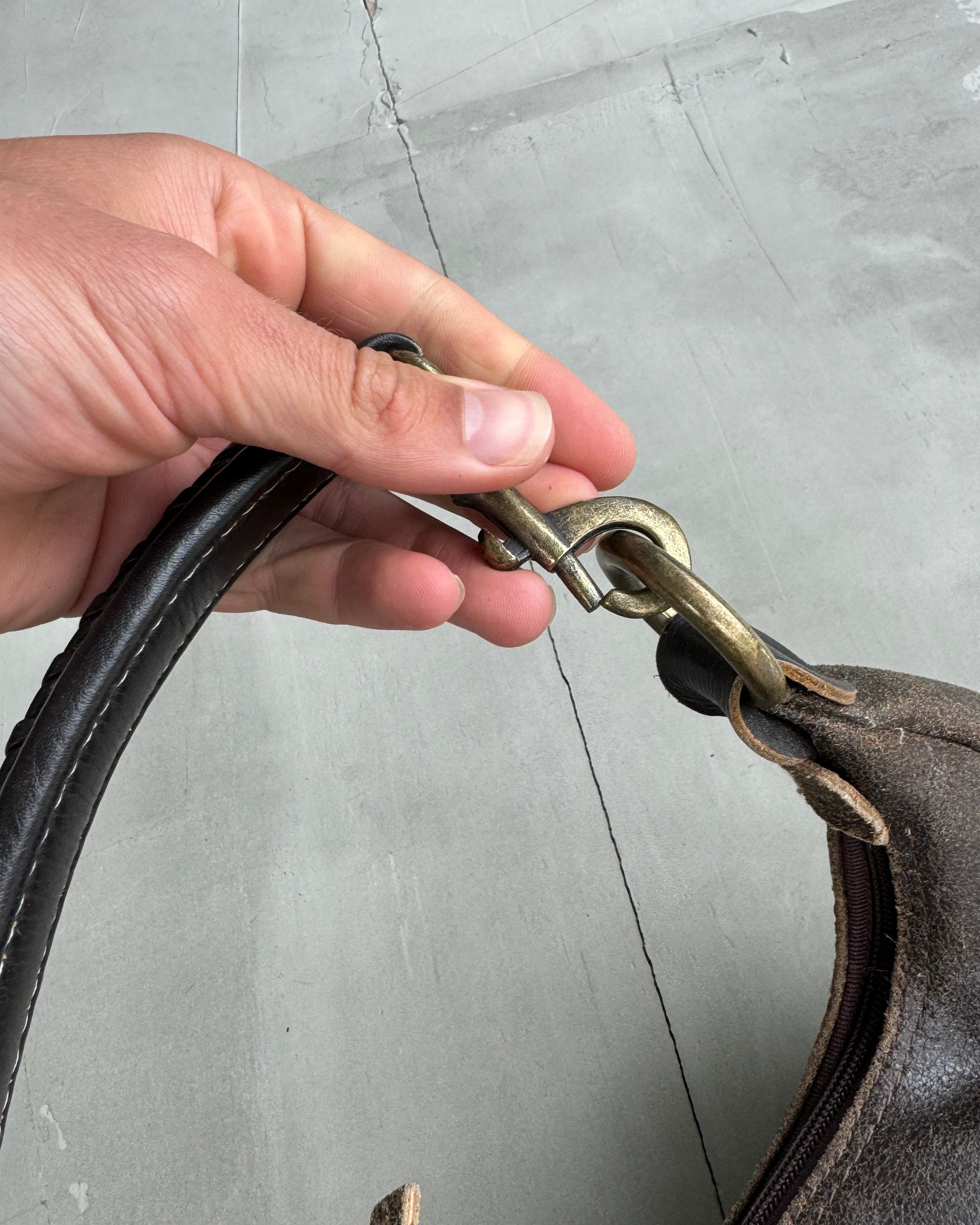 KTDO BROWN LEATHER SHOULDER BAG