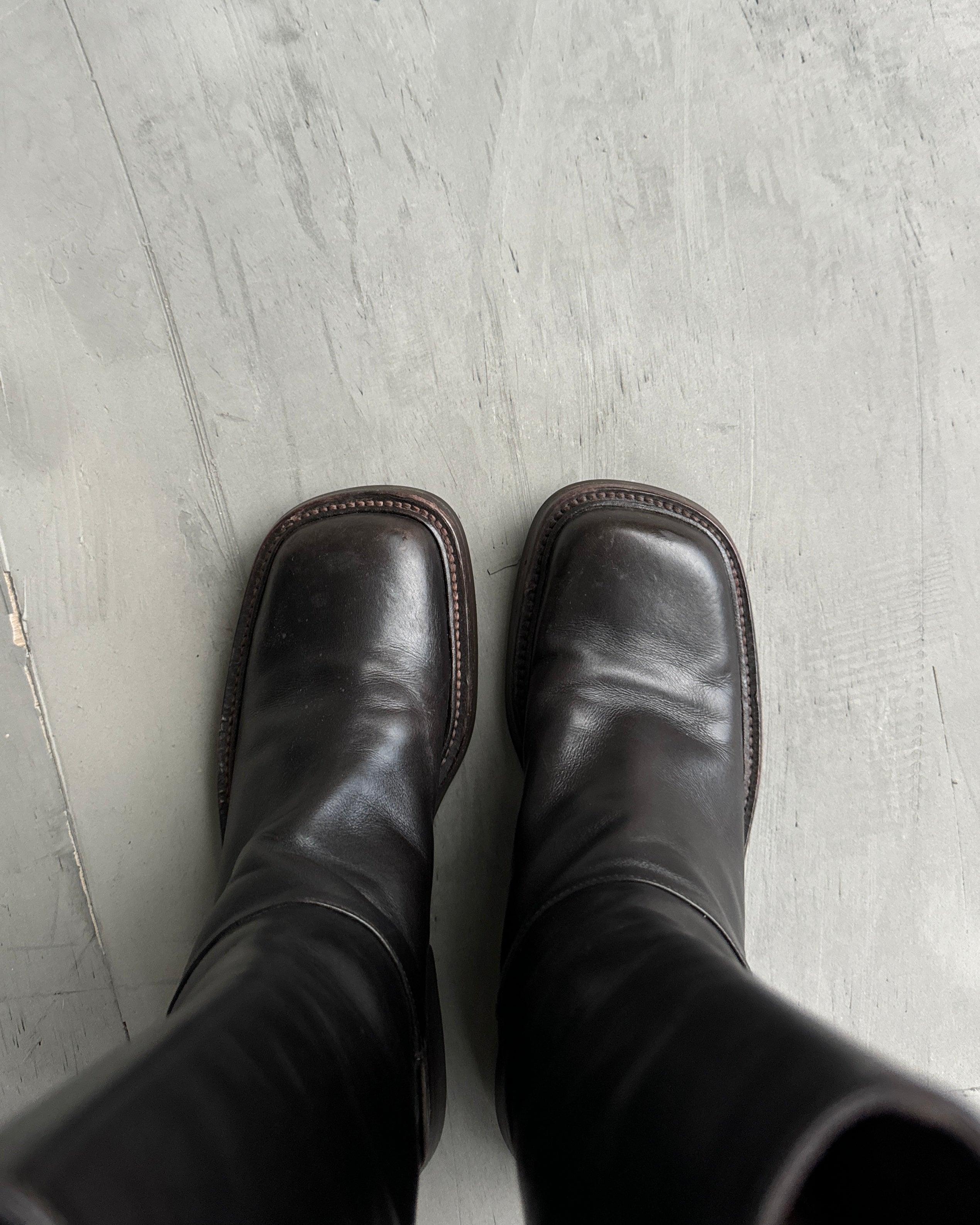 Prada FW 1999 Square Toe Leather Boots - EU 36.5