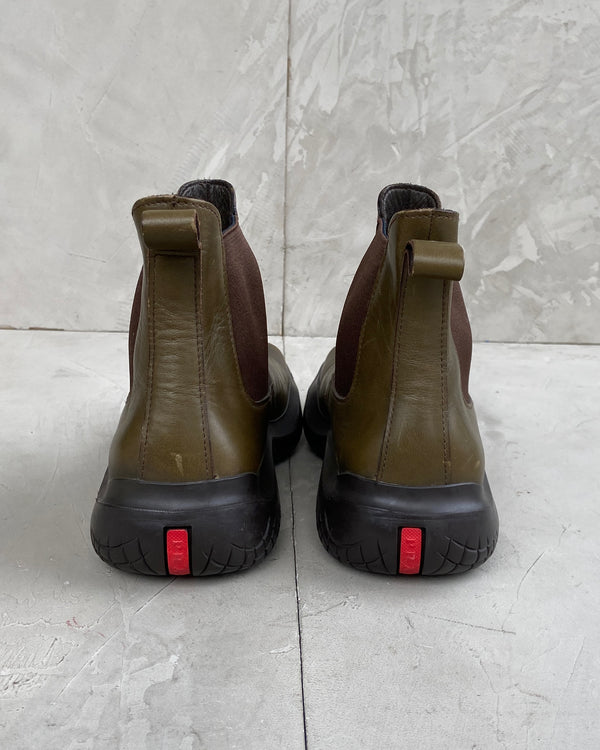 PRADA FW99 VIBRAM SOLE LEATHER BOOTS - UK 9 / EU 43