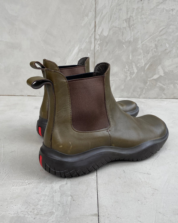 PRADA FW99 VIBRAM SOLE LEATHER BOOTS - UK 9 / EU 43