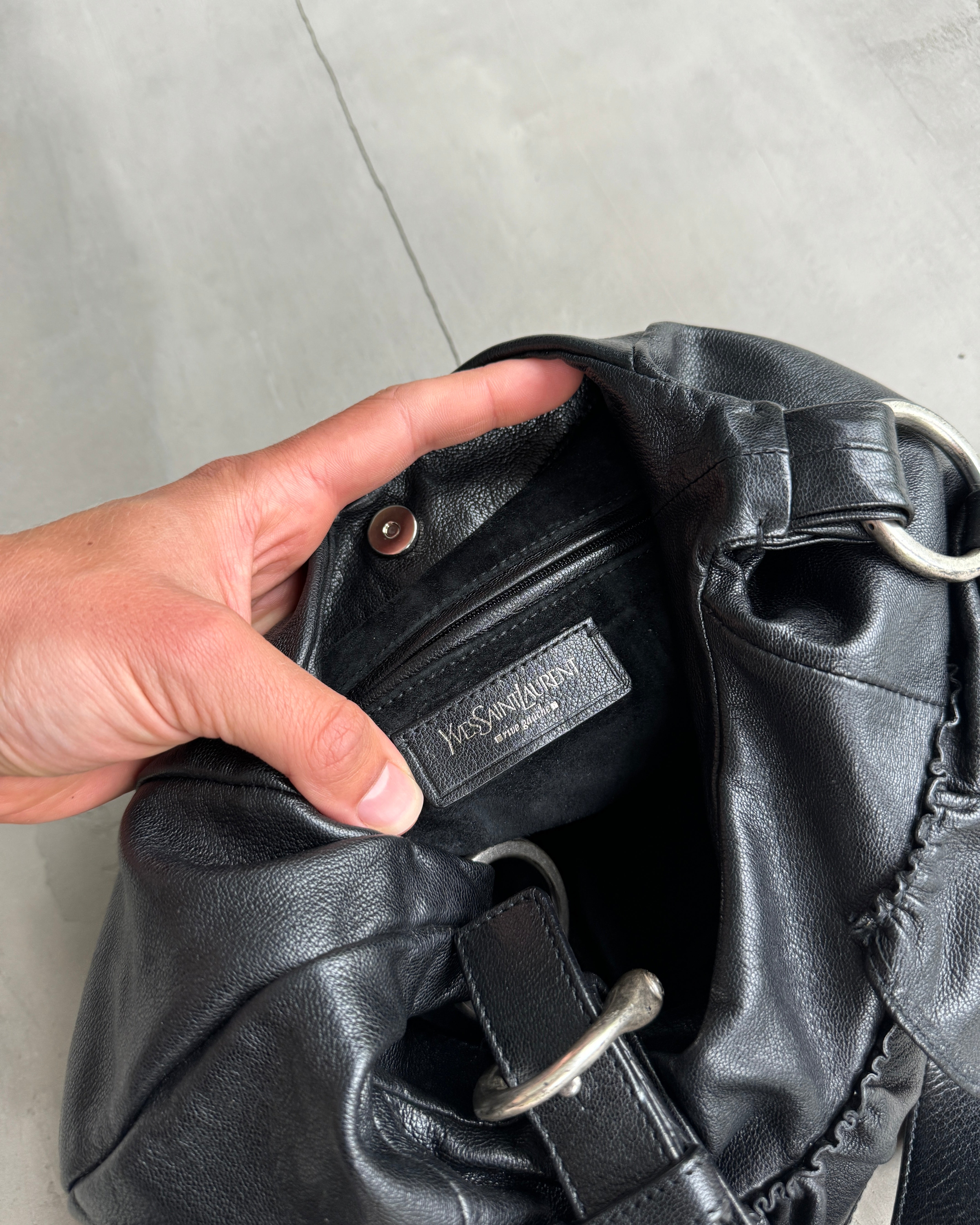 YVES SAINT LAURENT RIVE GAUCHE LEATHER FLOWER BAG