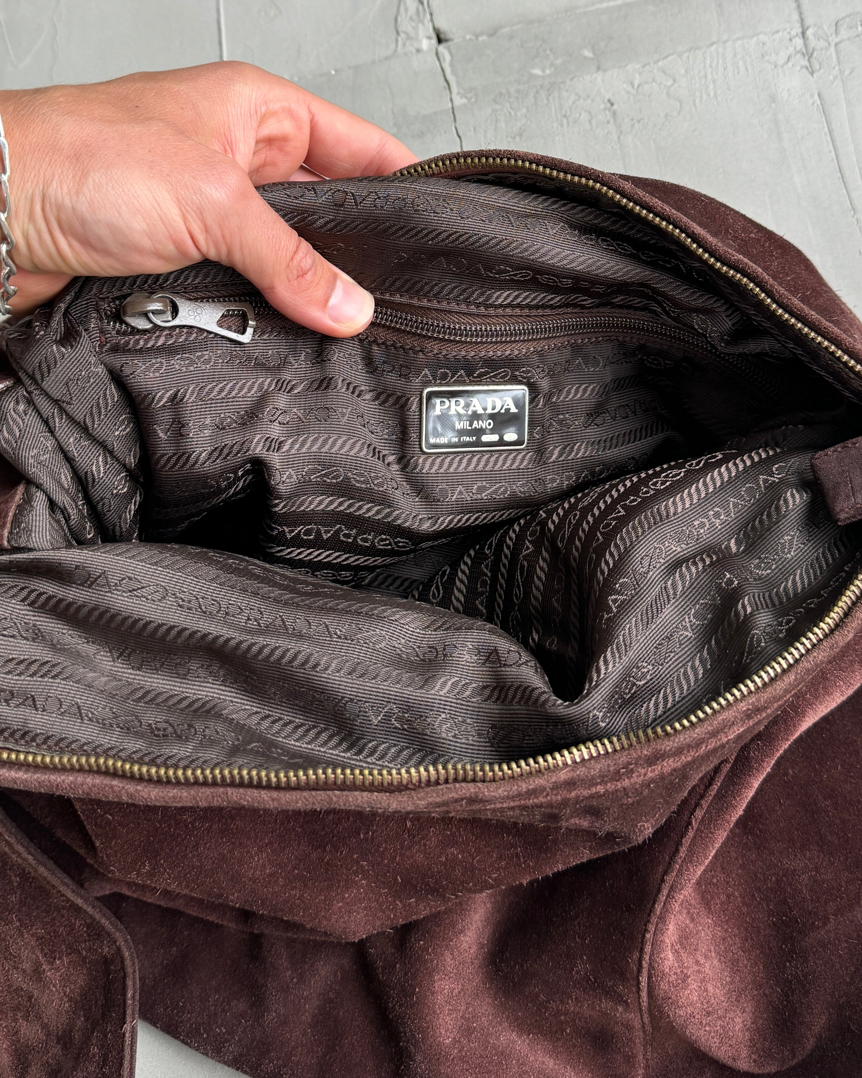 Prada Suede Leather Hobo Bag