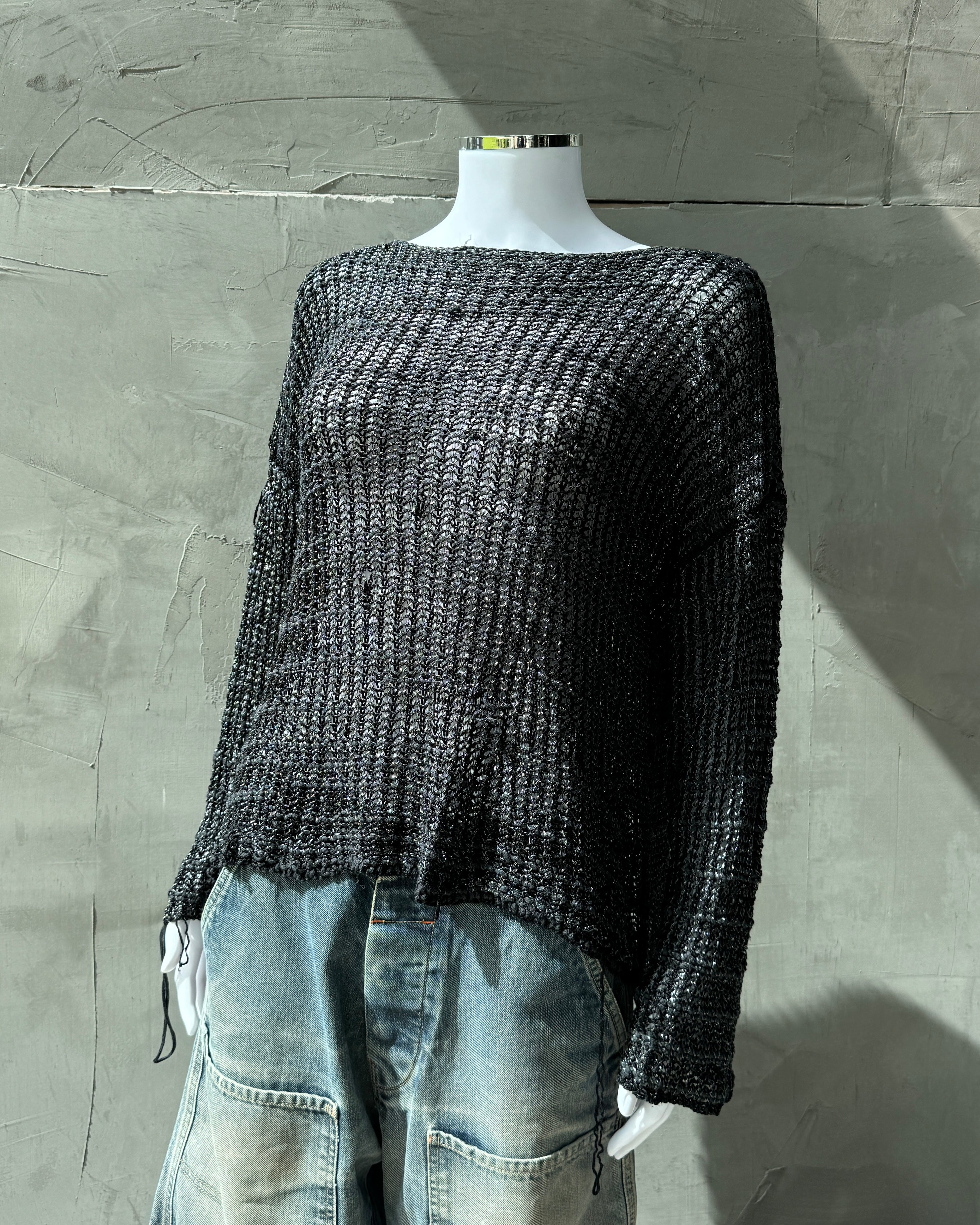 Giorgio Armani 90's Distressed Knit with Silver Detailing - M