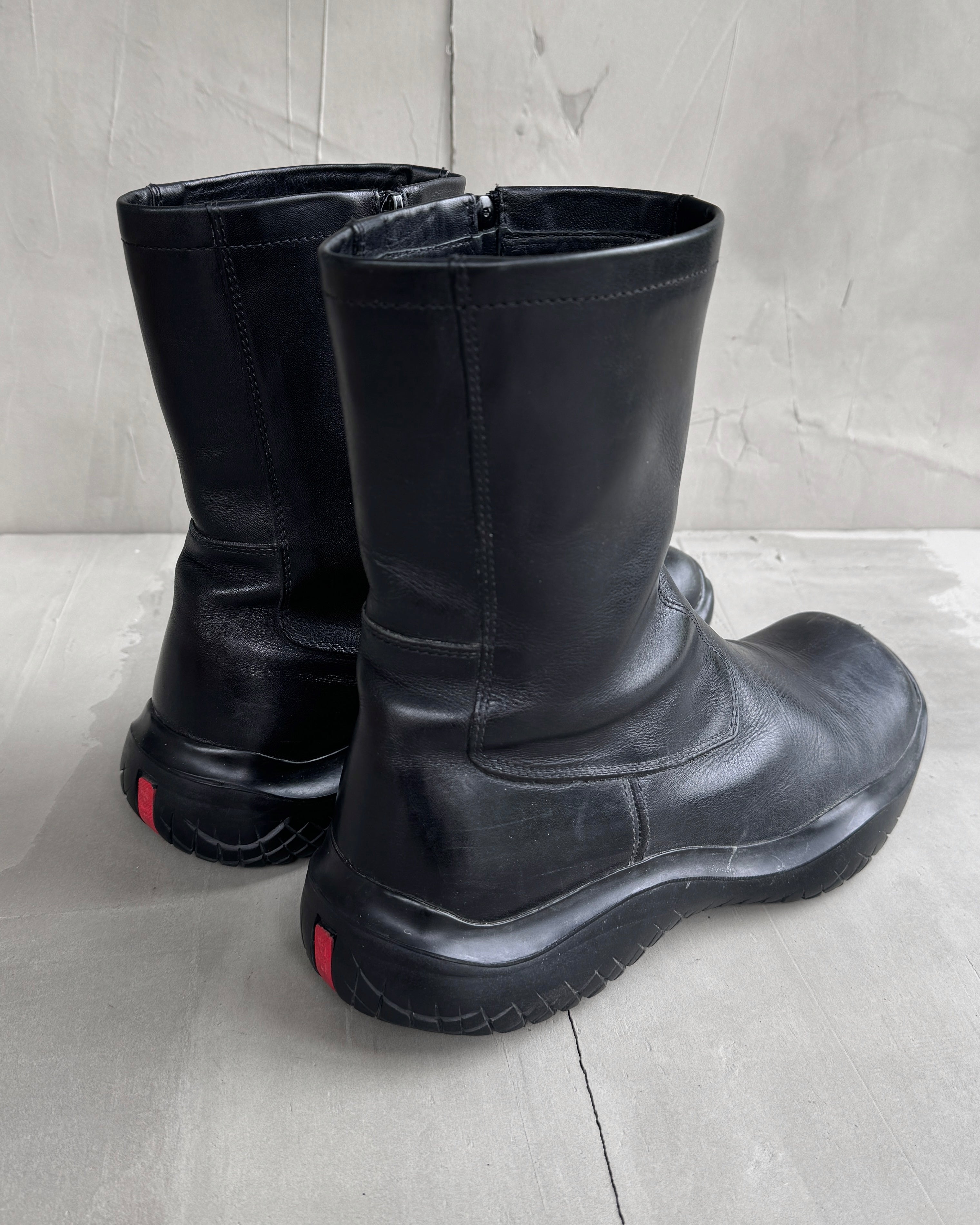 PRADA AW99 VIBRAM LEATHER BOOTS - UK 9