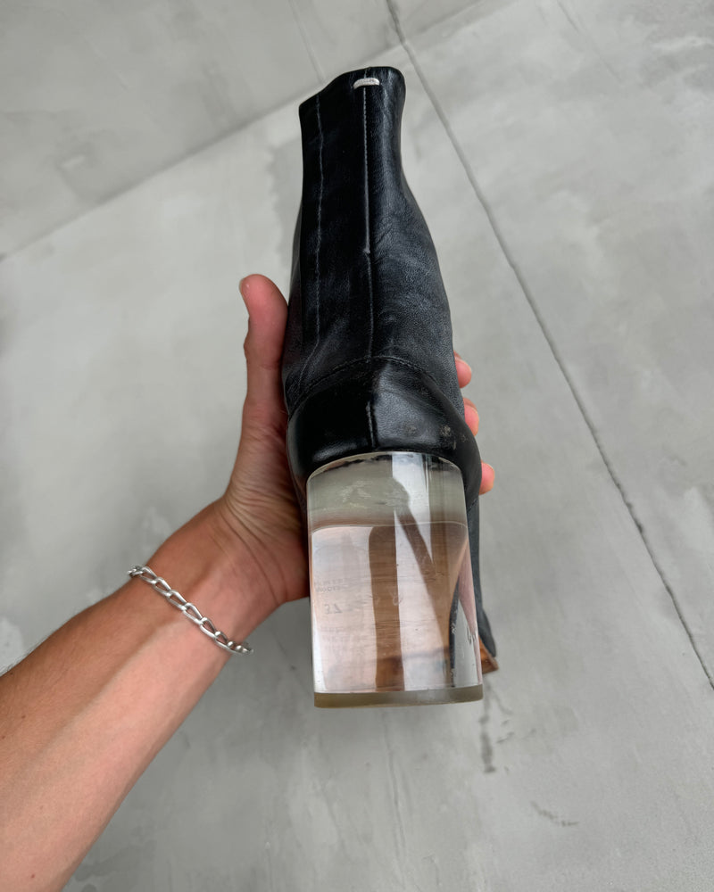 MAISON MARTIN MARGIELA LEATHER & LUCITE HEEL TABI BOOTS - EU 37.5