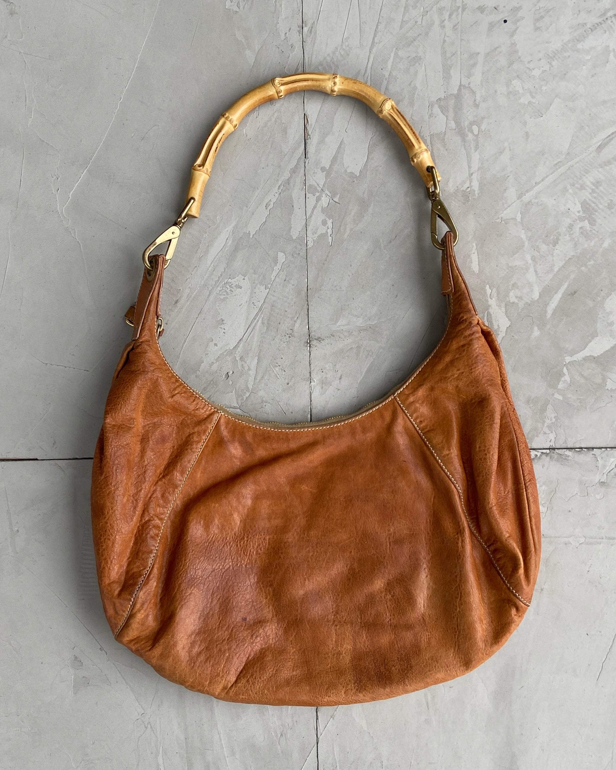 MIU MIU LEATHER BAMBOO HANDLE SHOULDER BAG