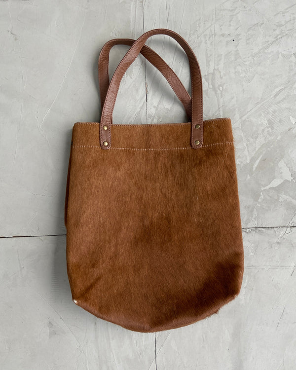 LEATHER PONY HAIR TOTE BAG