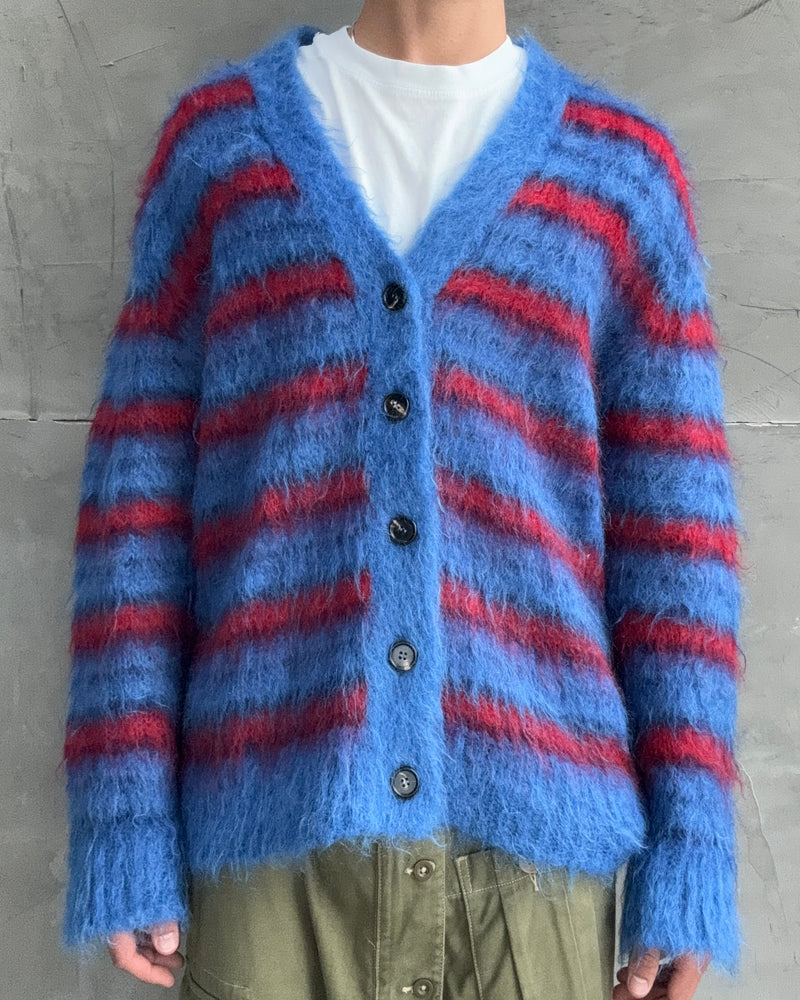 Marni Blue and Red Mohair Cardigan – L/XL