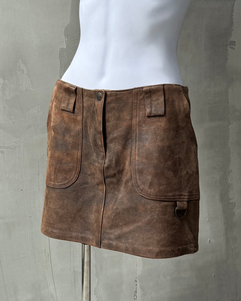 SKIN VALLEY PARIS LEATHER MINI SKIRT - M