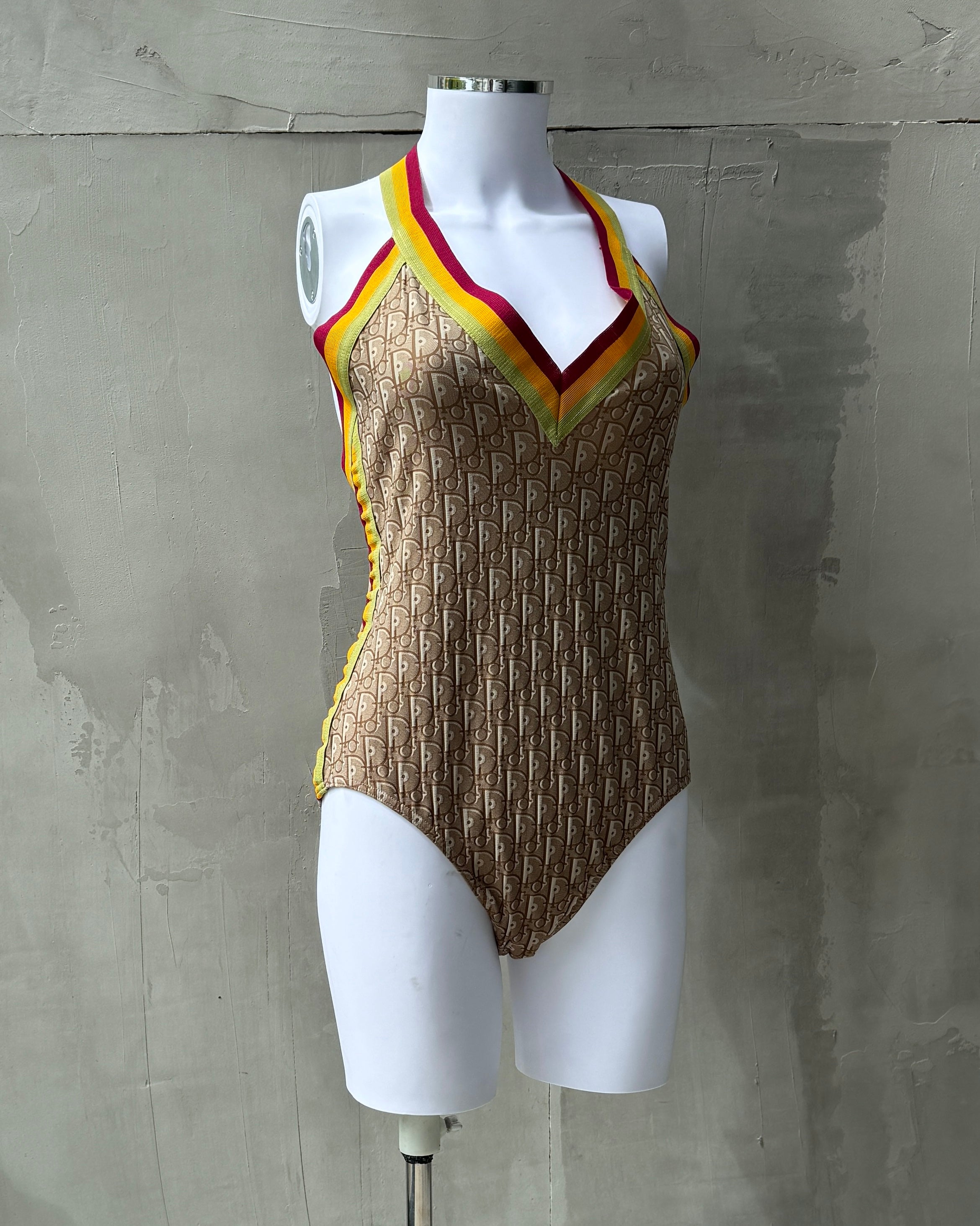 CHRISTIAN DIOR BY GALLIANO 2004 RASTA BODYSUIT SWIMSUIT - L