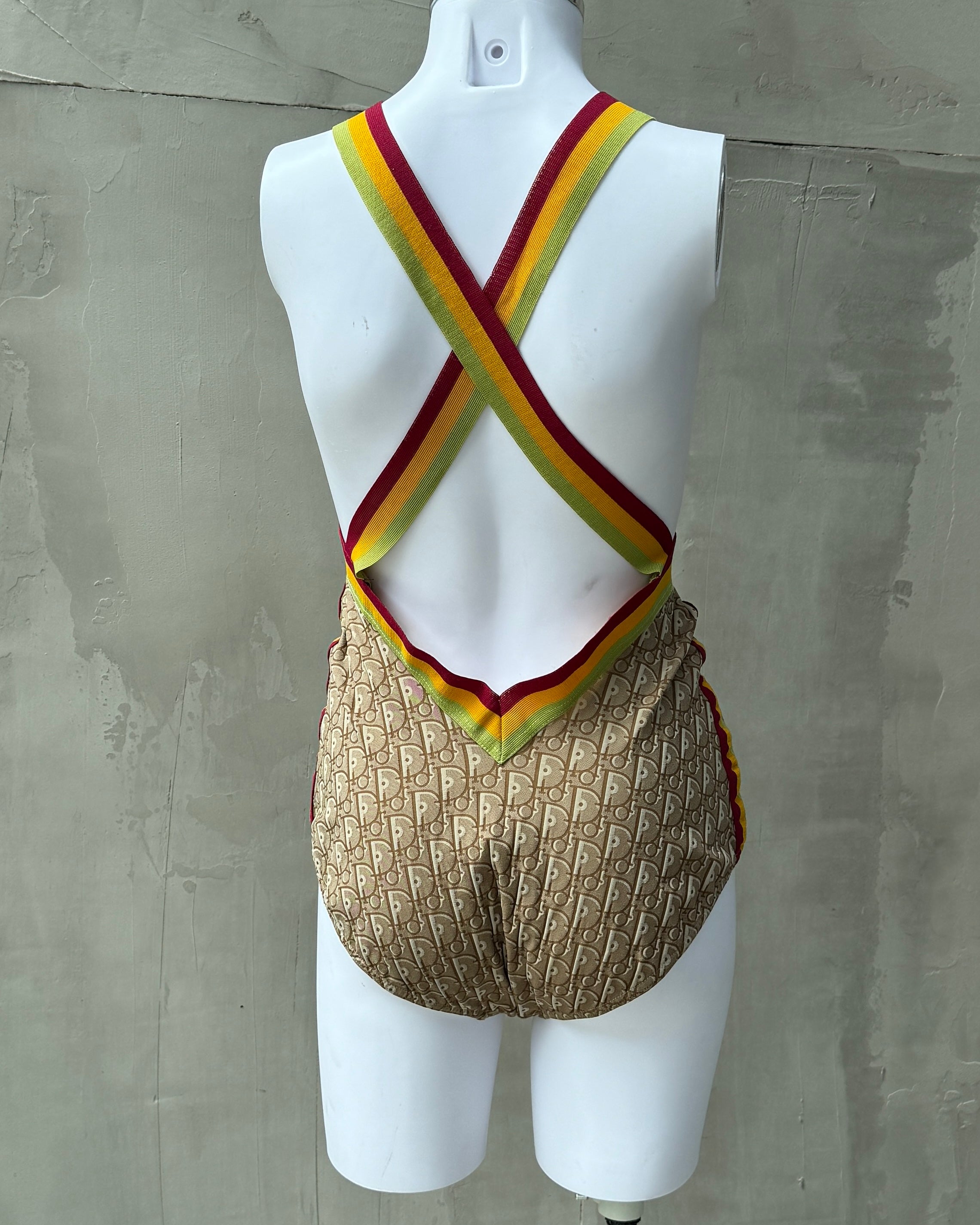CHRISTIAN DIOR BY GALLIANO 2004 RASTA BODYSUIT SWIMSUIT - L