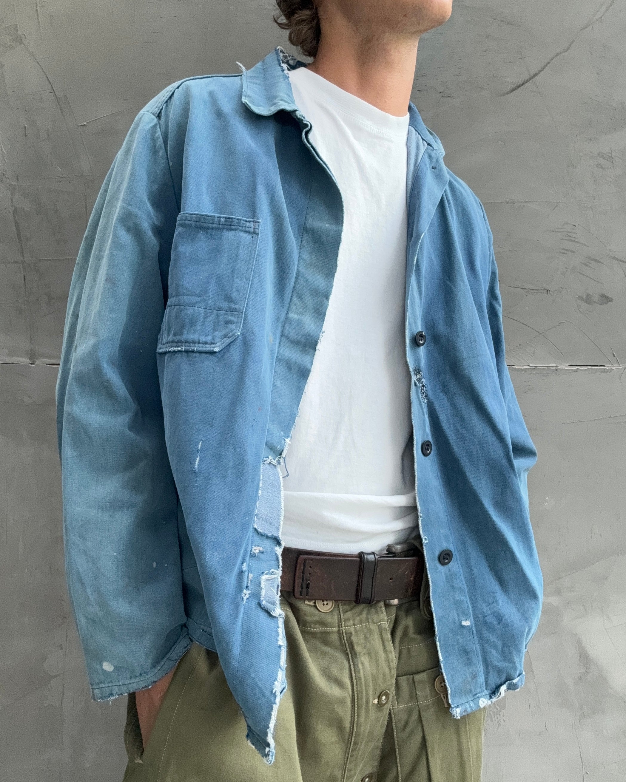 70'S DISTRESSED BLEACHED WORKERS JACKET - M/L