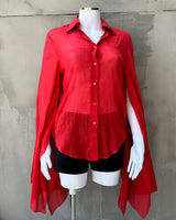 GUCCI BY TOM FORD 2003 SHEER COTTON RED SHIRT - S/M