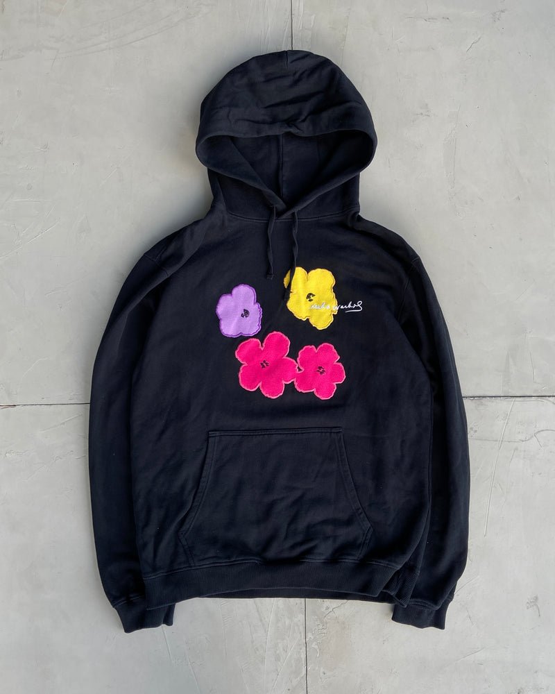 MAHARISHI X ANDY WARHOL BLACK FLOWER HOODIE - L