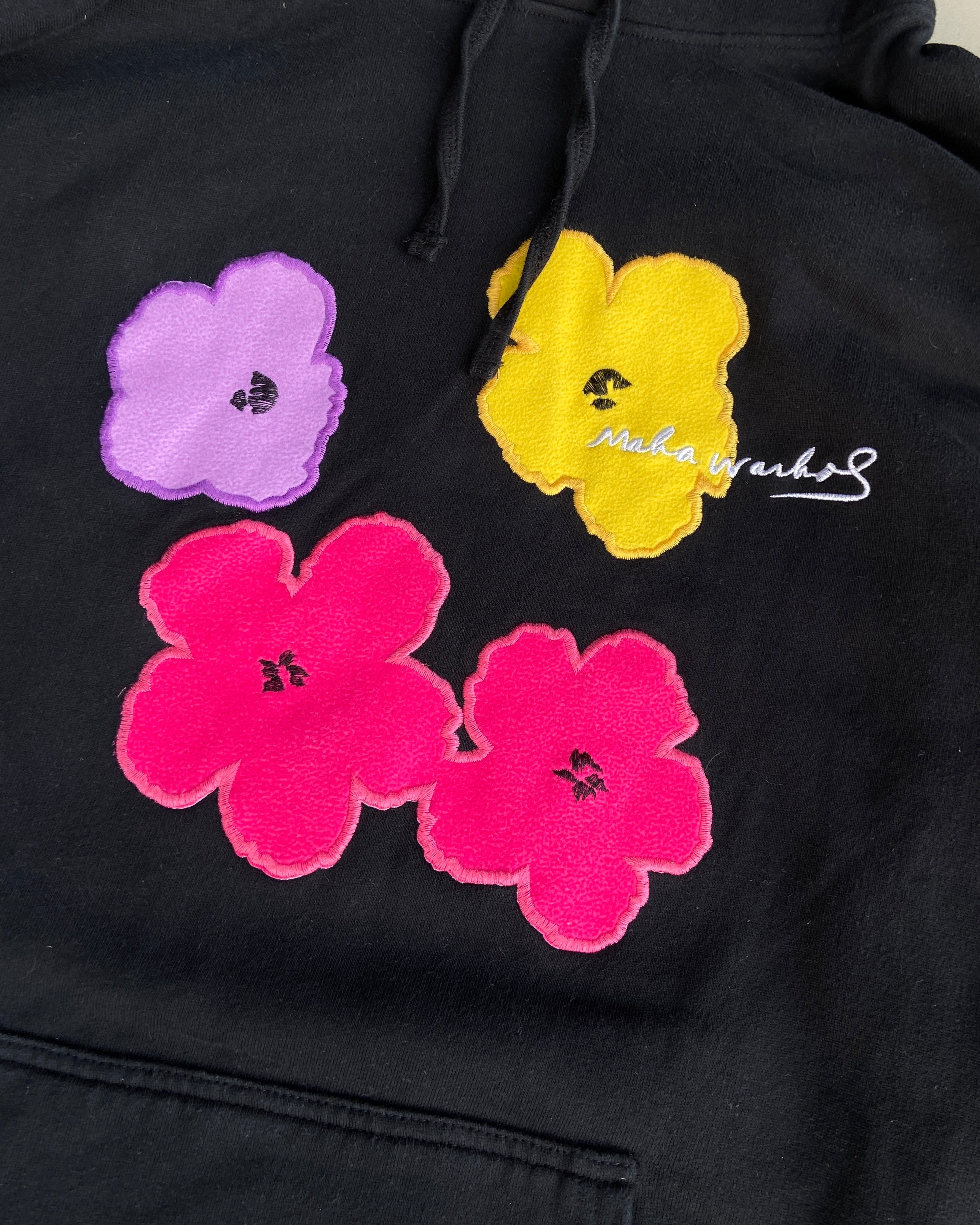 MAHARISHI X ANDY WARHOL BLACK FLOWER HOODIE - L