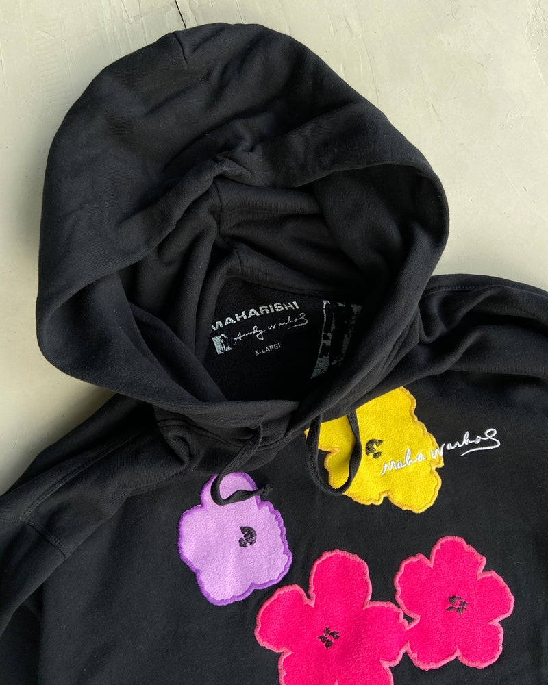 MAHARISHI X ANDY WARHOL BLACK FLOWER HOODIE - L