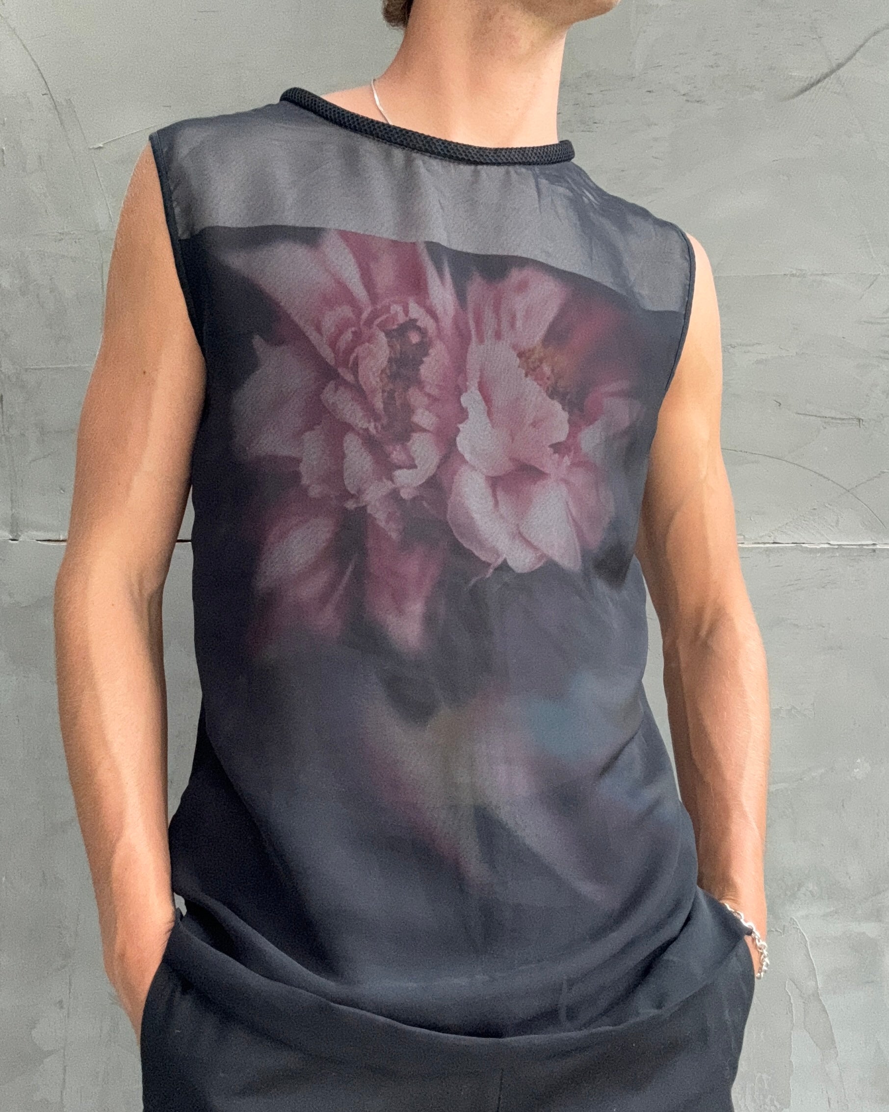 Cop Copine Flower Mesh Overlay Top