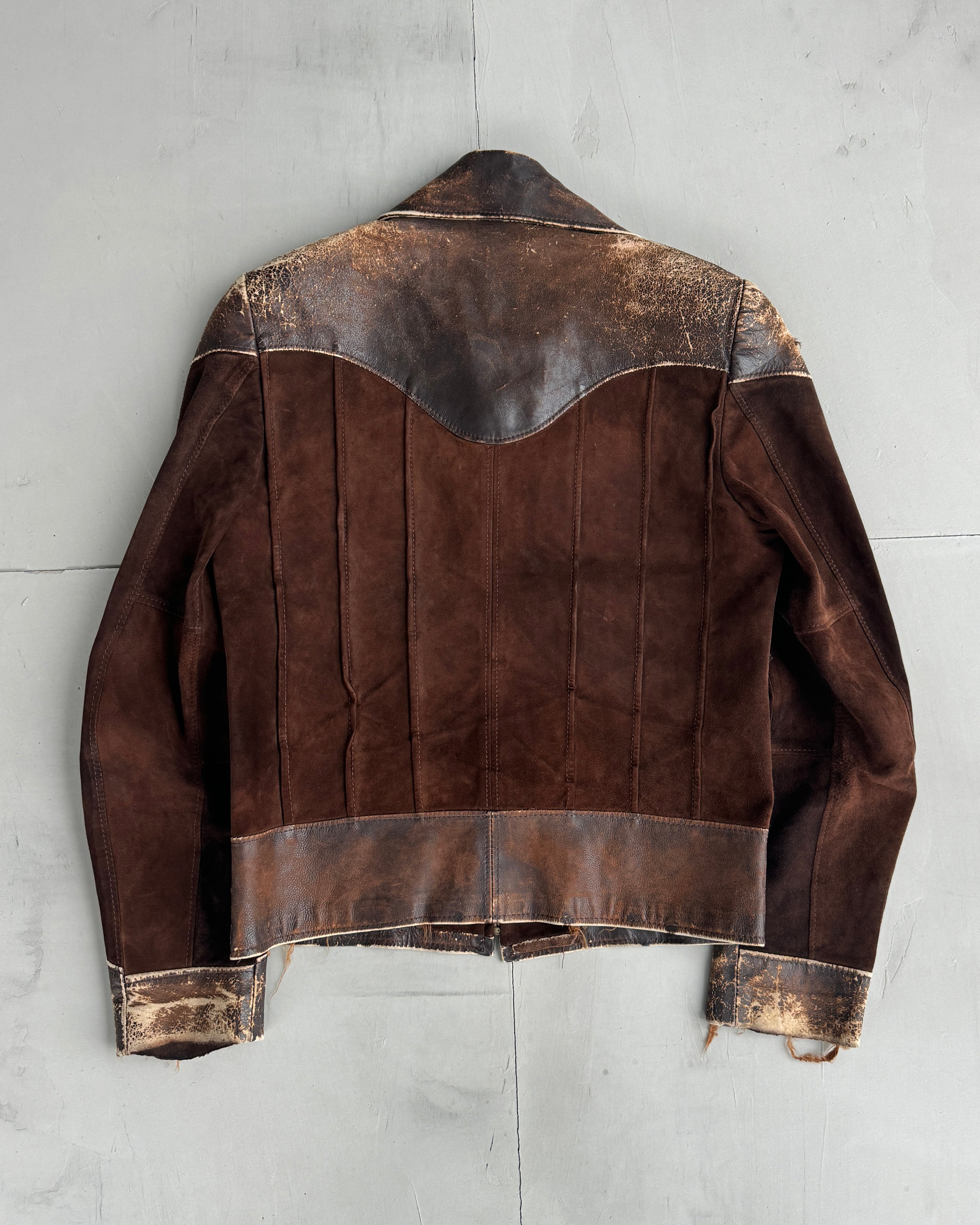 1970'S LEATHER JACKET WITH OVERSIZED COLLAR
