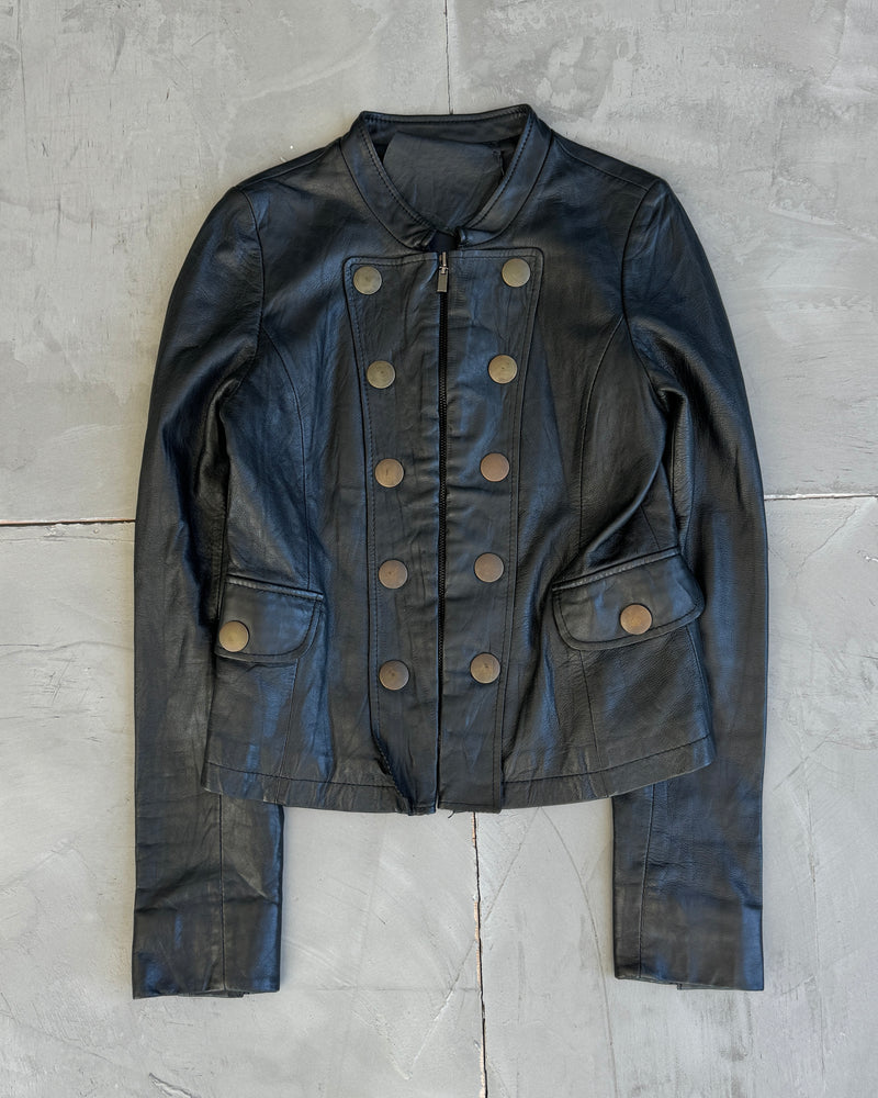 90's Leather Jacket with Metal Studs - S/M