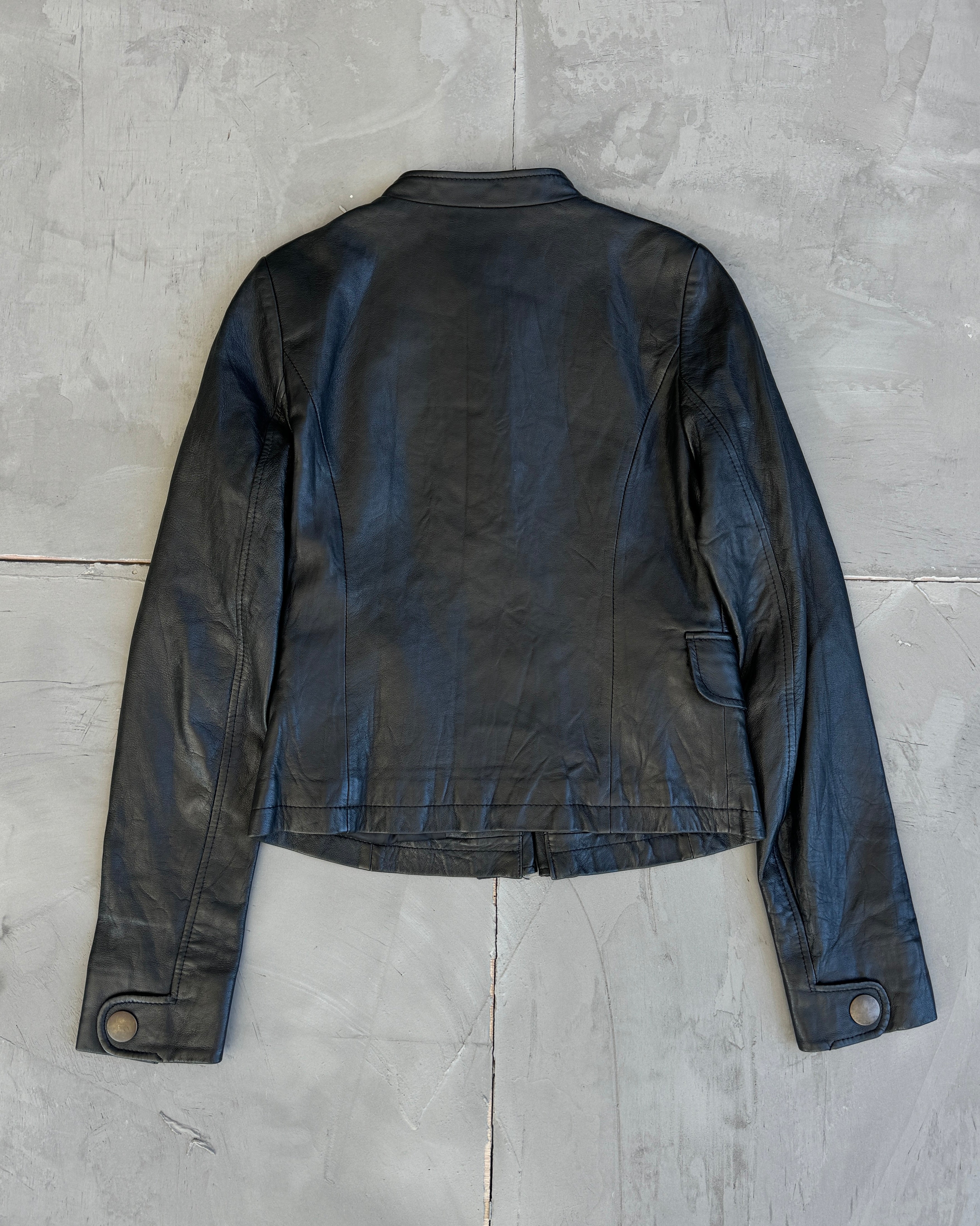 90's Leather Jacket with Metal Studs - S/M