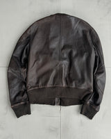 PRADA FW03 BROWN LEATHER JACKET WITH WOOL COLLAR