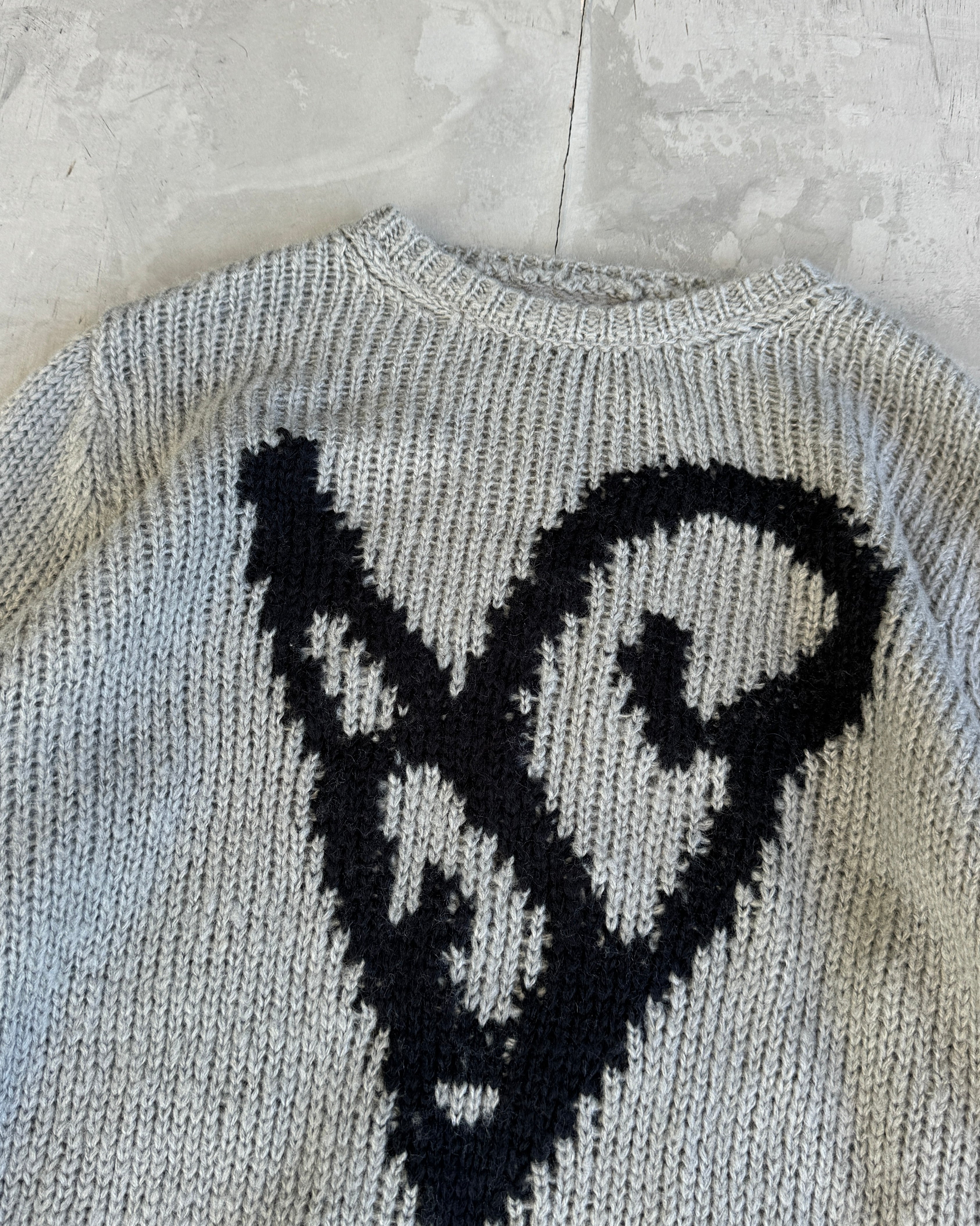 Acne Studios FW24 Wool Check & Heart Knit Sweatshirt