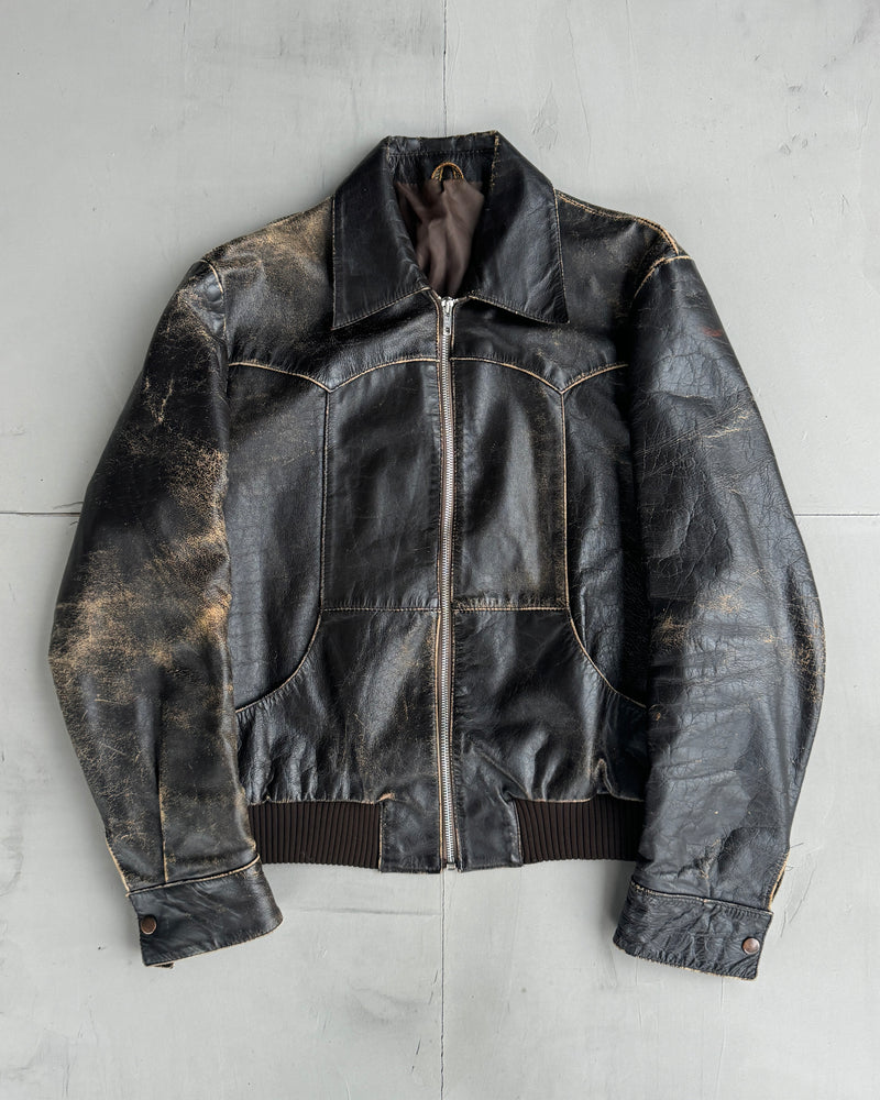 80'S WASHED LEATHER JACKET - S/M