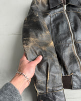 80'S WASHED LEATHER JACKET - S/M