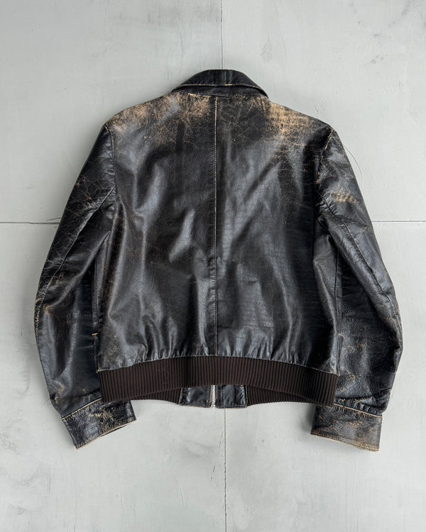 80'S WASHED LEATHER JACKET - S/M