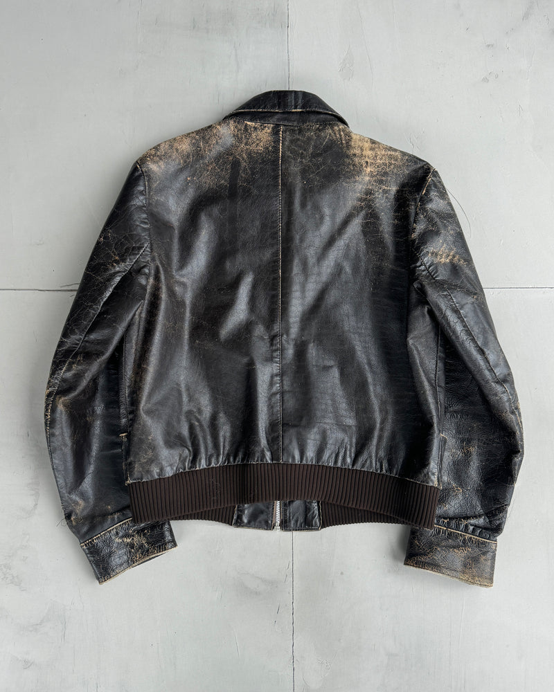 80'S WASHED LEATHER JACKET - S/M