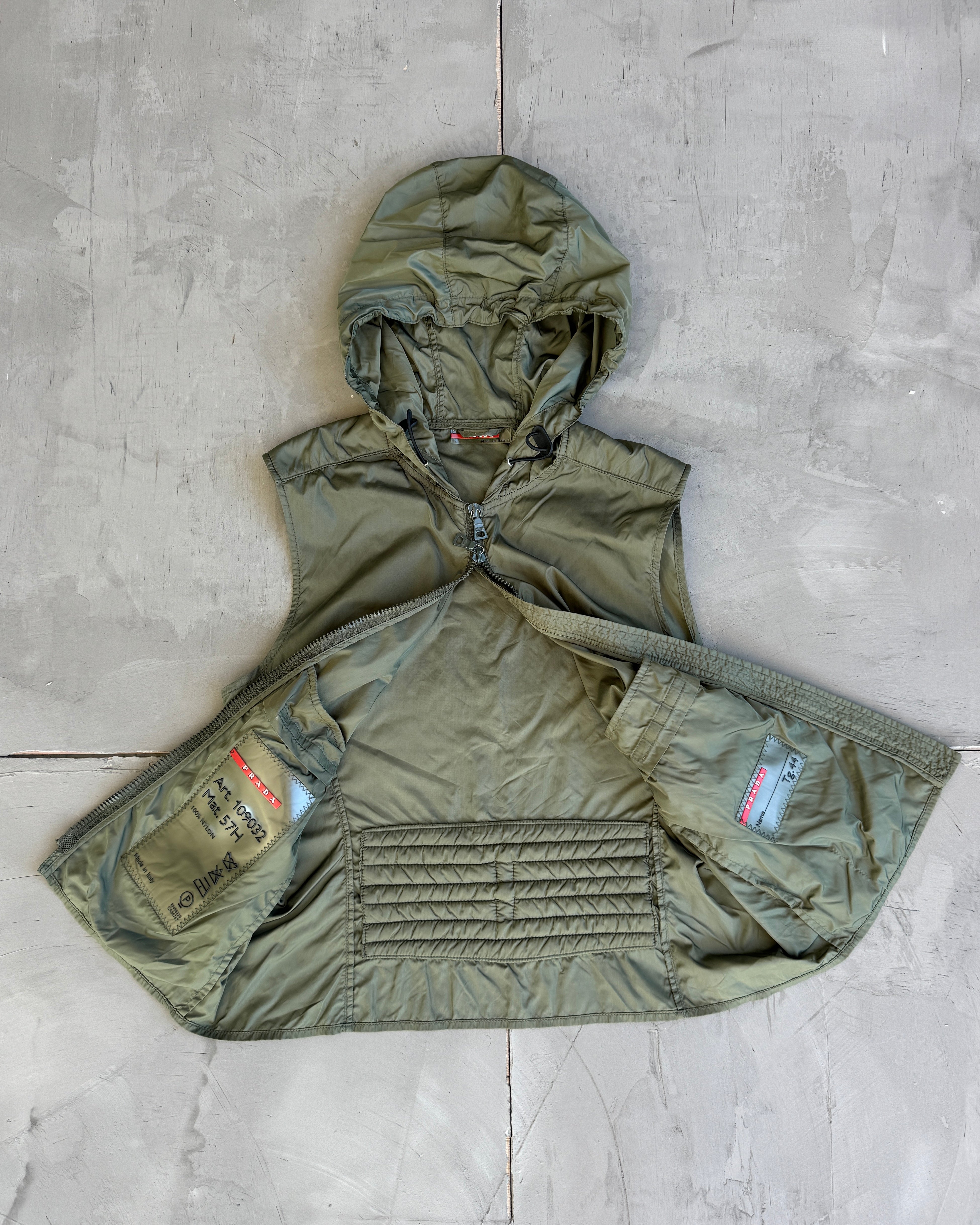 Prada Sport SS00 Nylon Hooded Vest - M