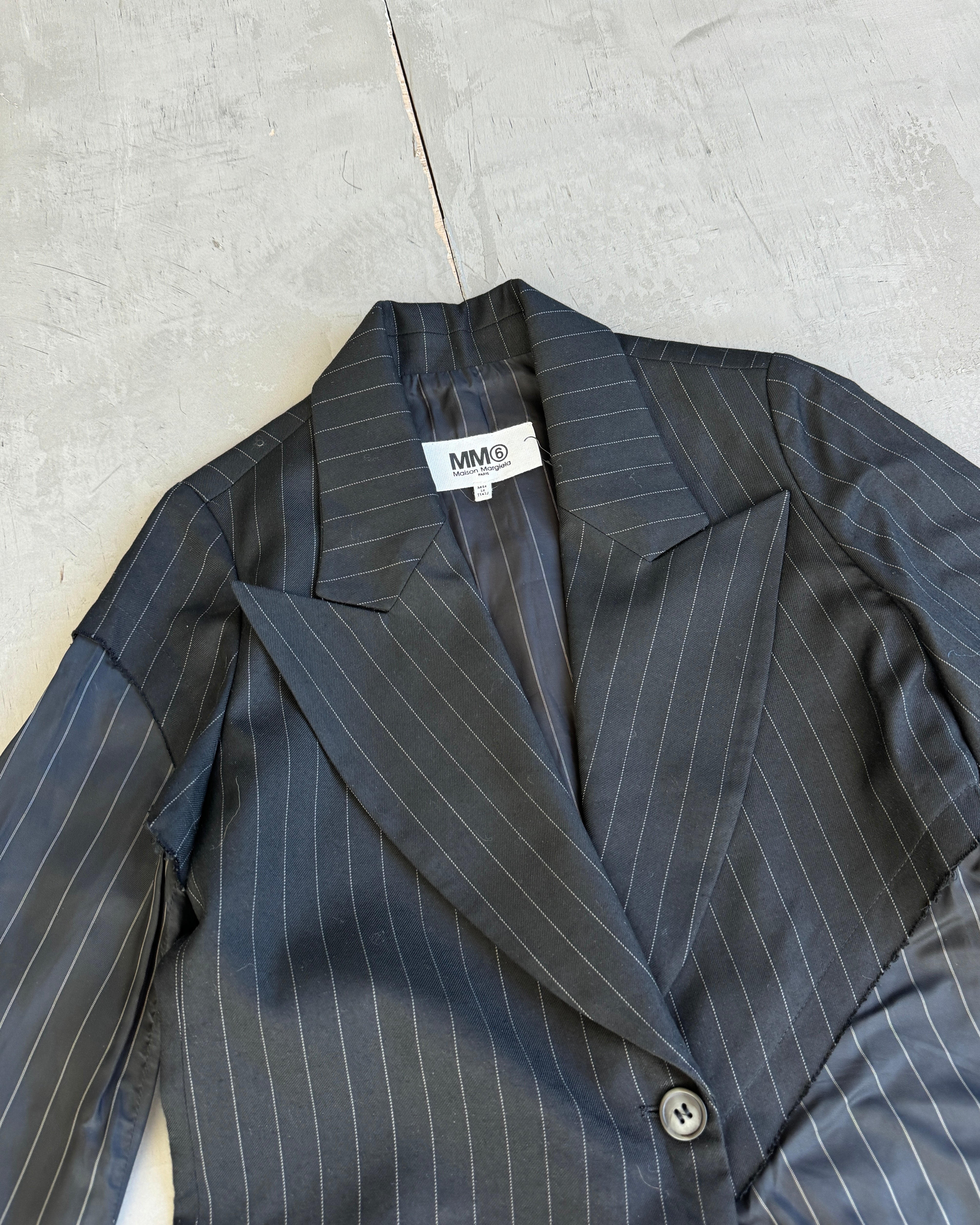 Maison Margiela MM6 2016 Asymmetric Contrast Pinstriped Blazer - S