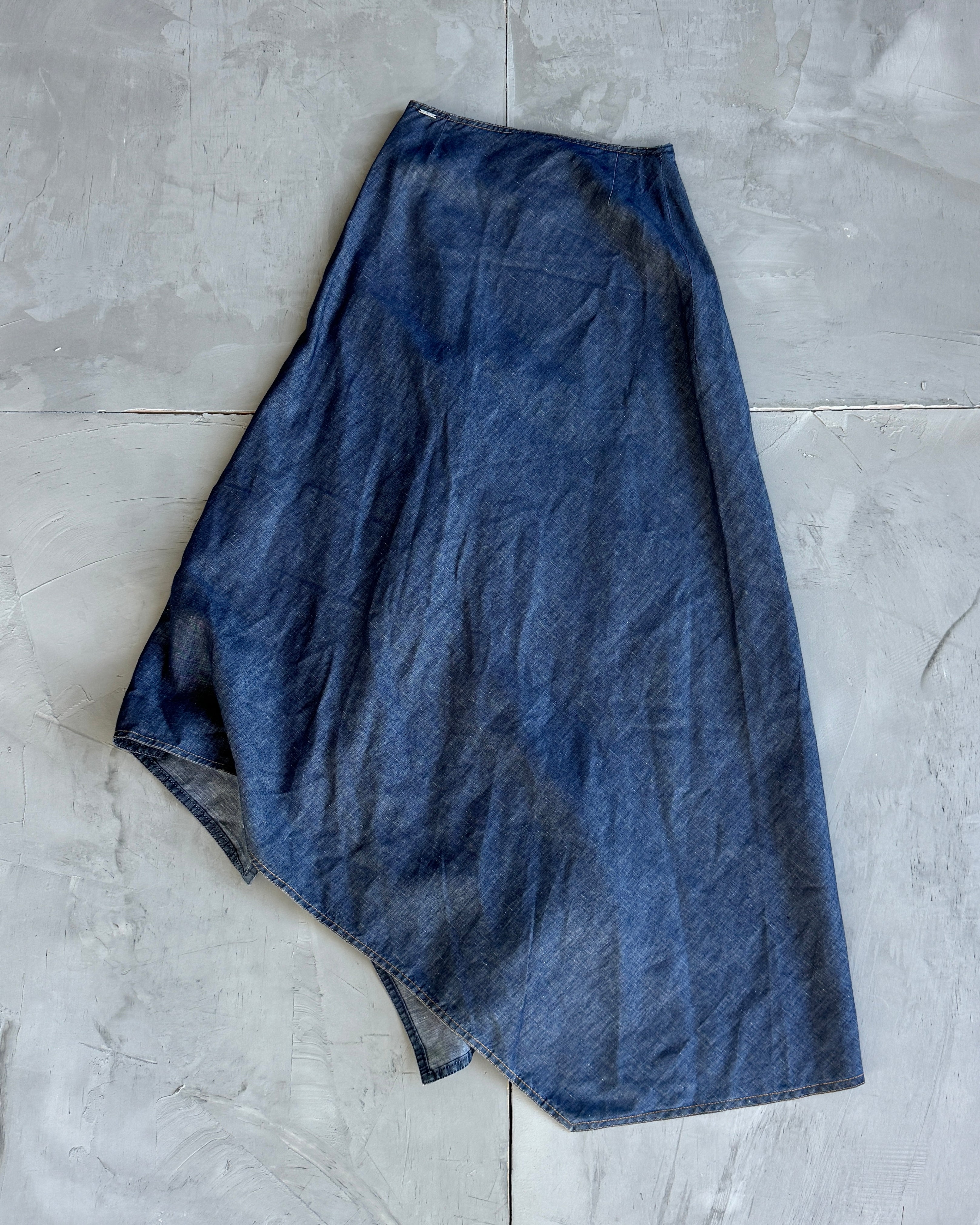 Kenzo Asymmetric Blue Cotton Maxi Skirt - S