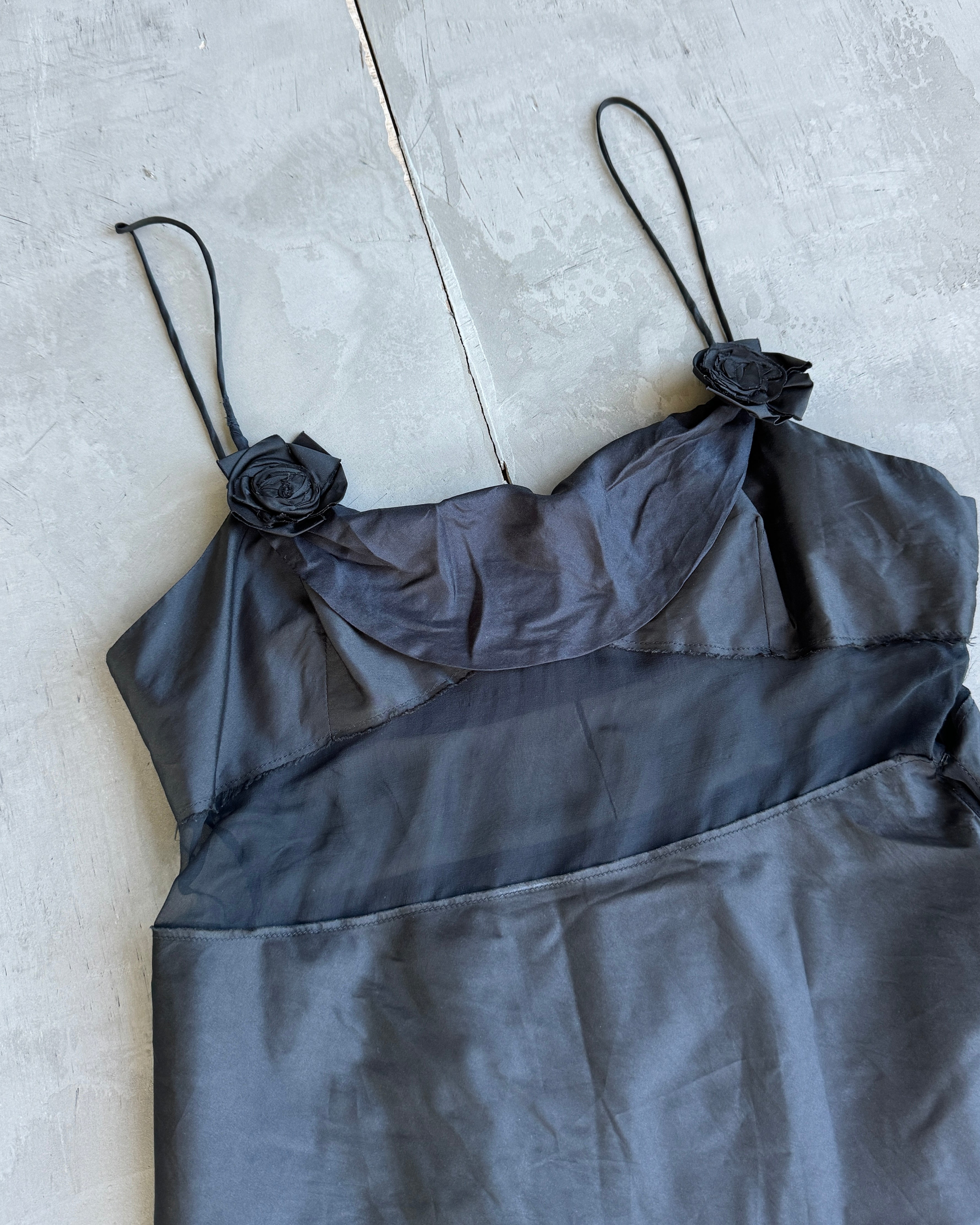 Miu Miu Silk Sheer Panel Flower Dress - M