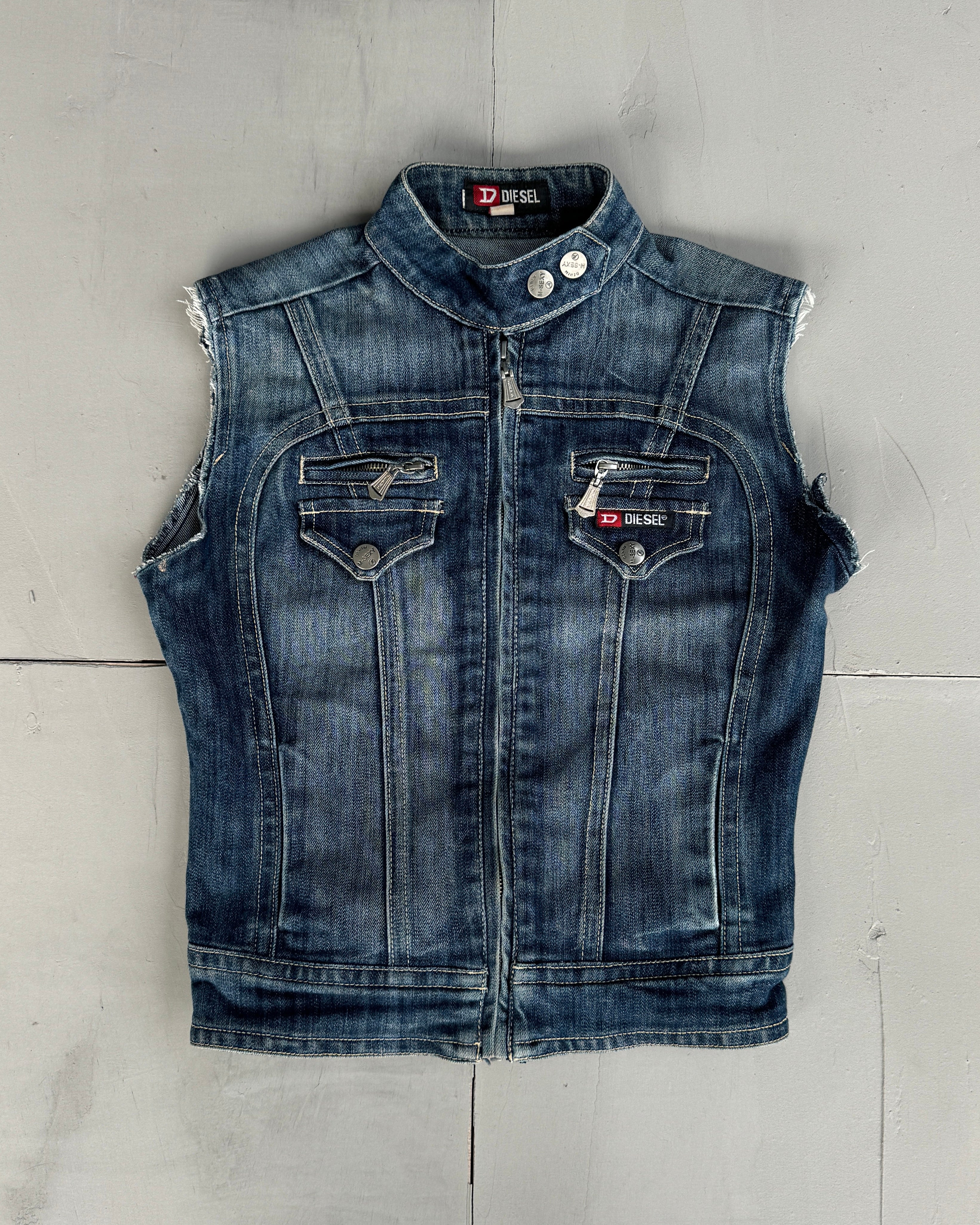 DIESEL 2000'S DENIM WAISTCOAT - S