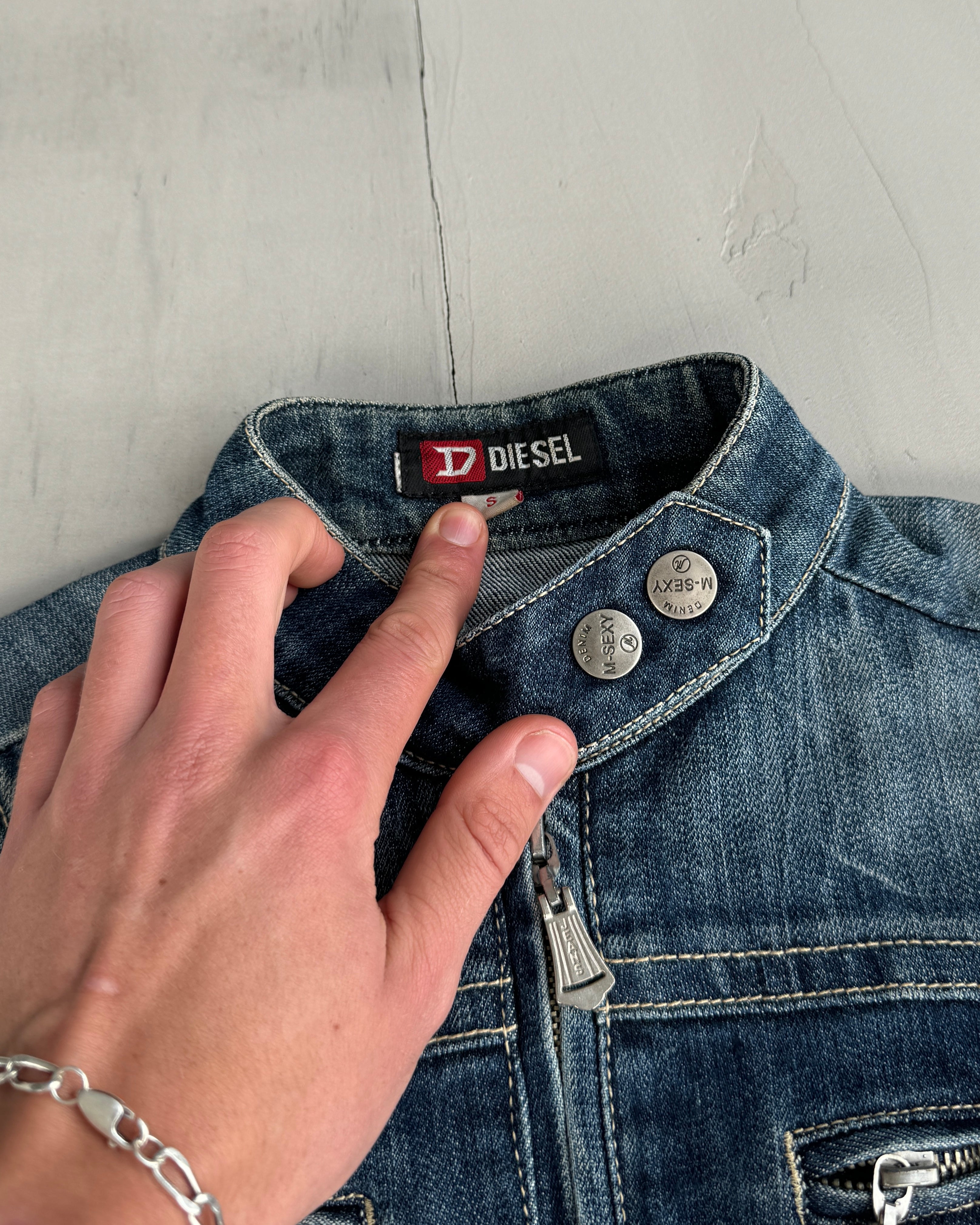 DIESEL 2000'S DENIM WAISTCOAT - S