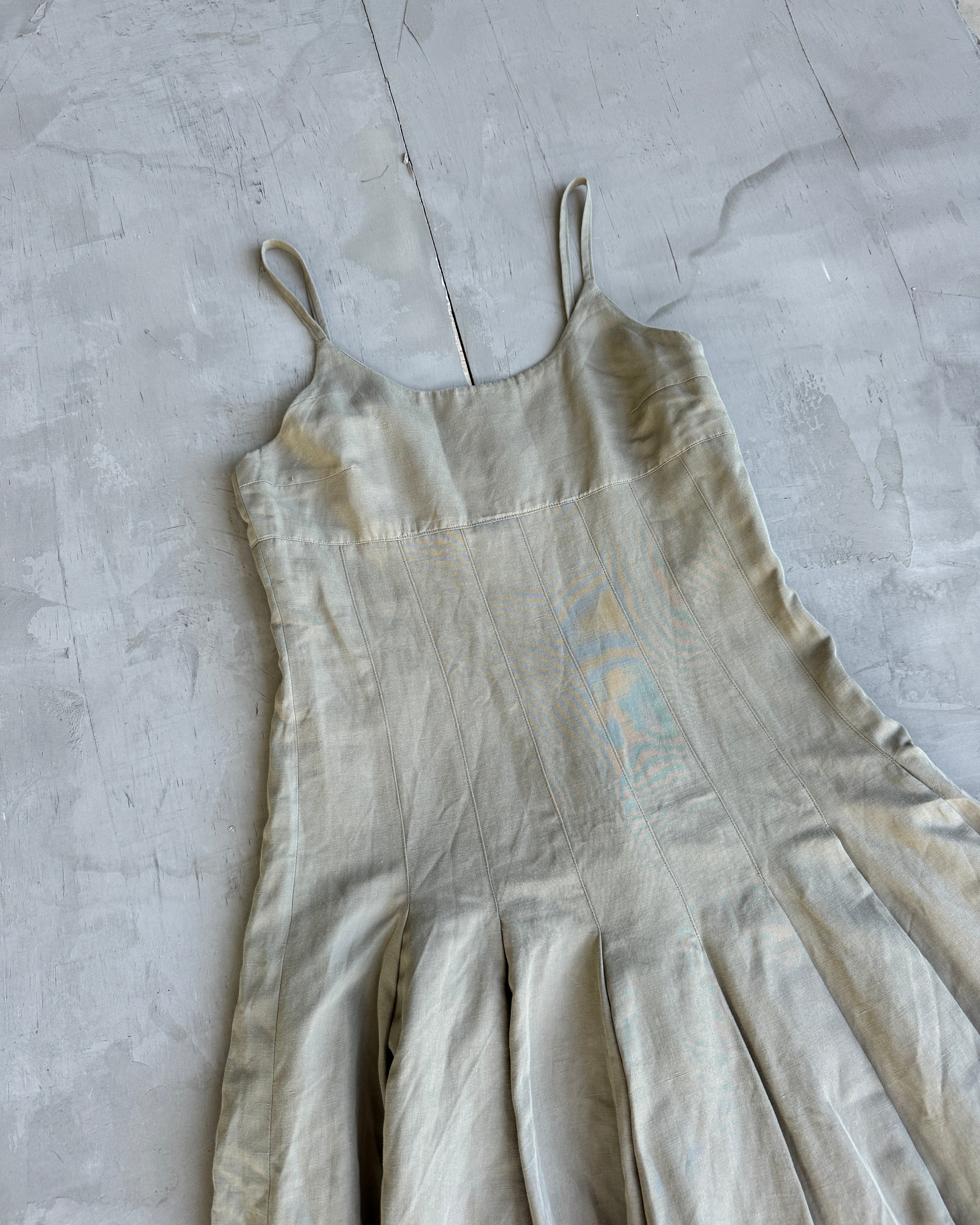 Sarah Pacini Cotton Pleated Maxi Dress - M/L