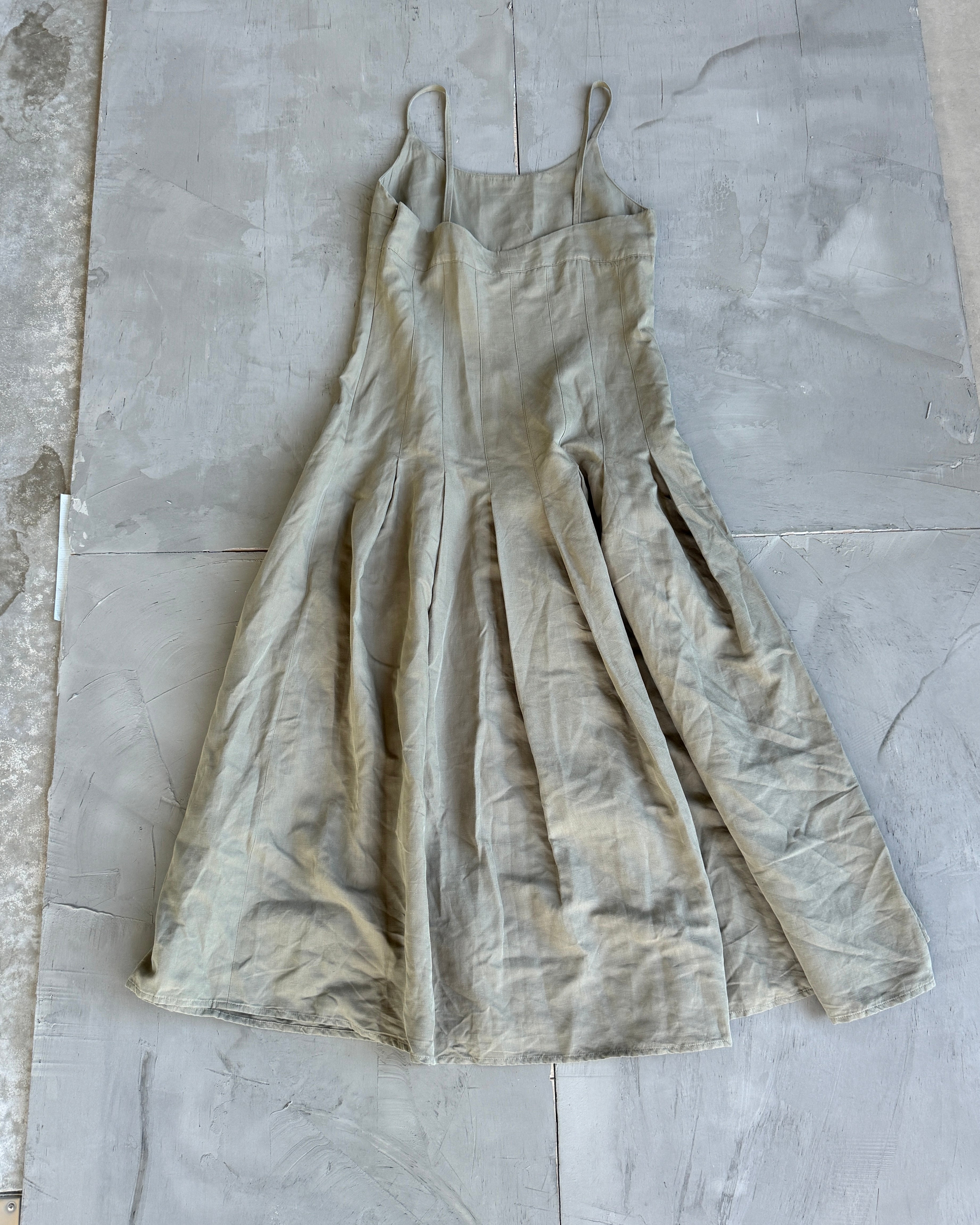 Sarah Pacini Cotton Pleated Maxi Dress - M/L