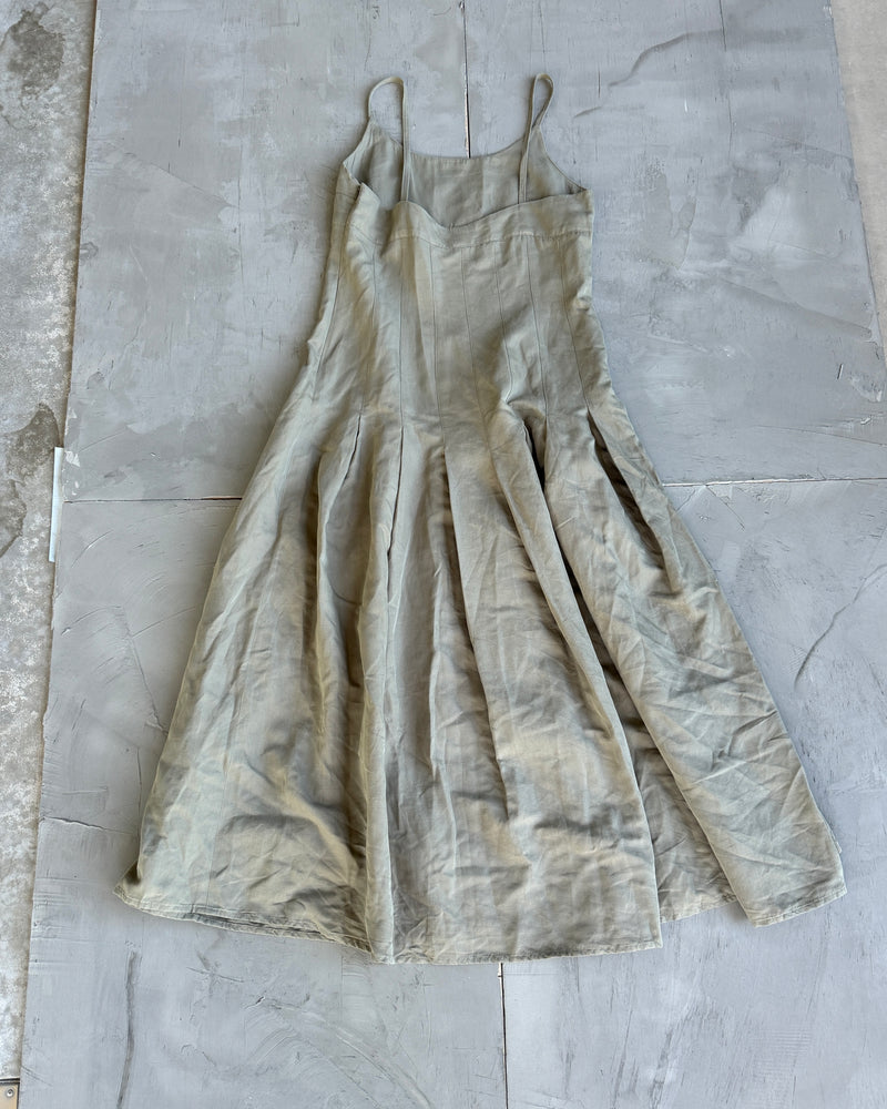 Sarah Pacini Cotton Pleated Maxi Dress - M/L