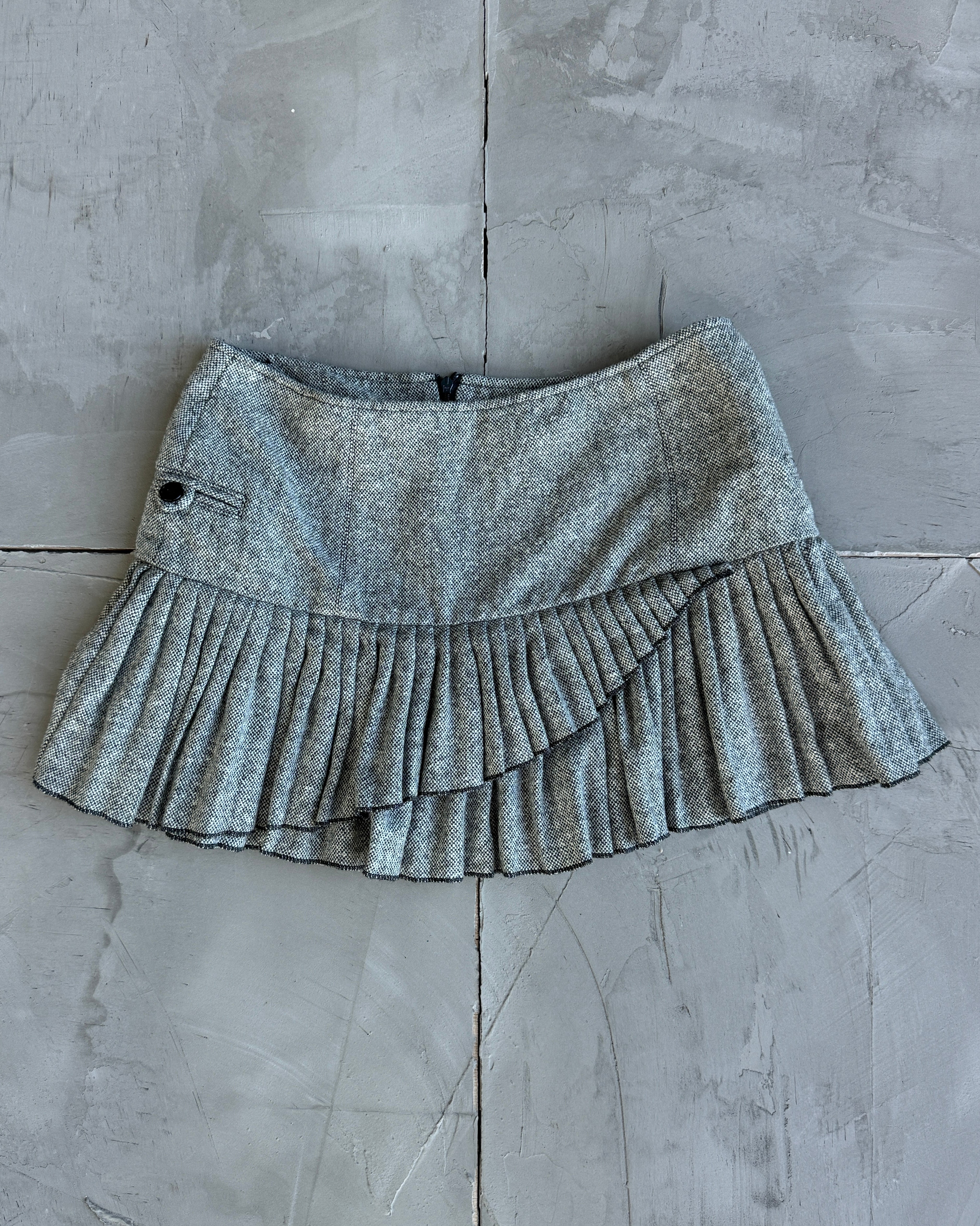Armani Jeans Asymmetric Pleated Wool Mini Skirt - S/M
