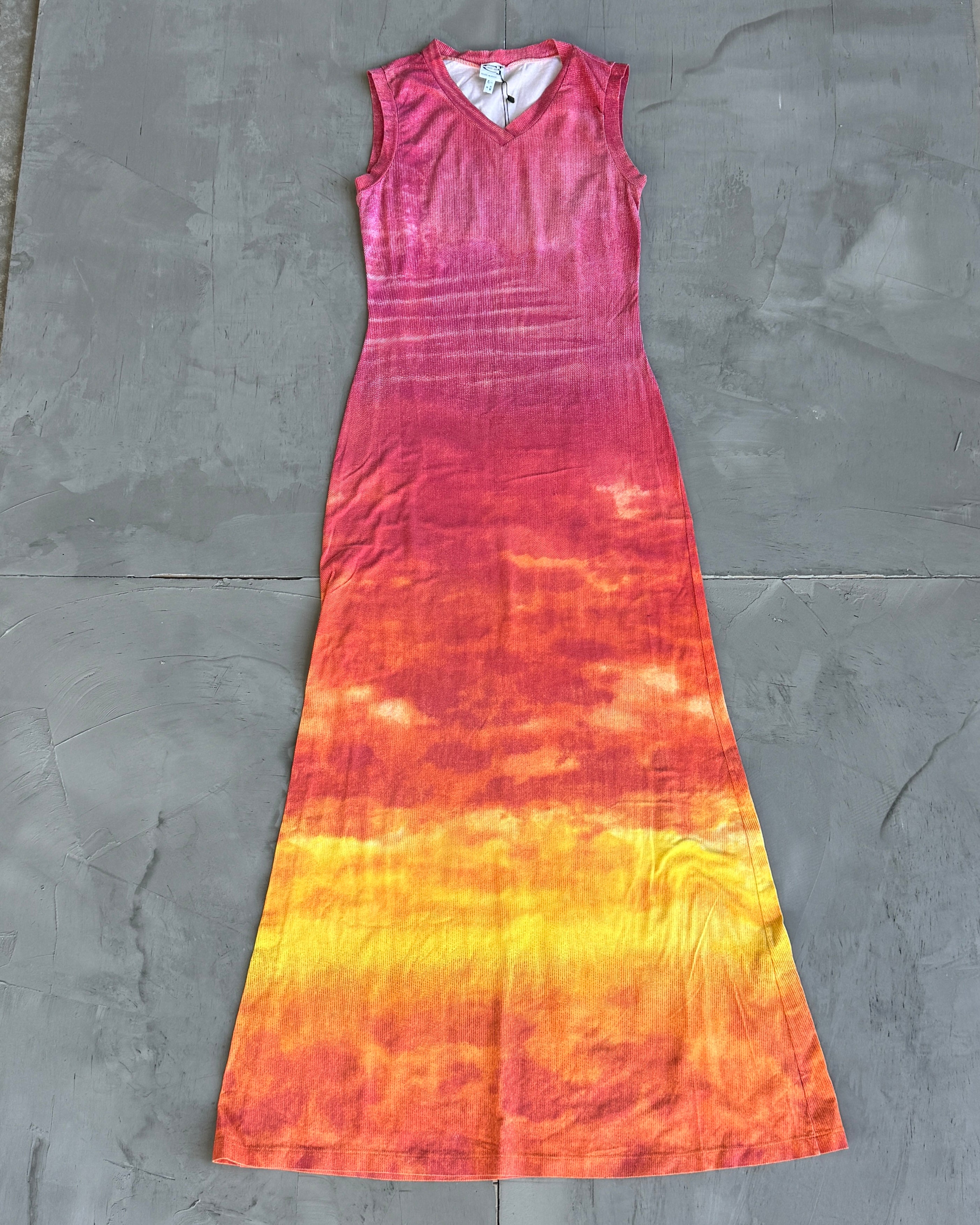 Cavalli Jeans Pink & Orange Stretch Maxi Dress