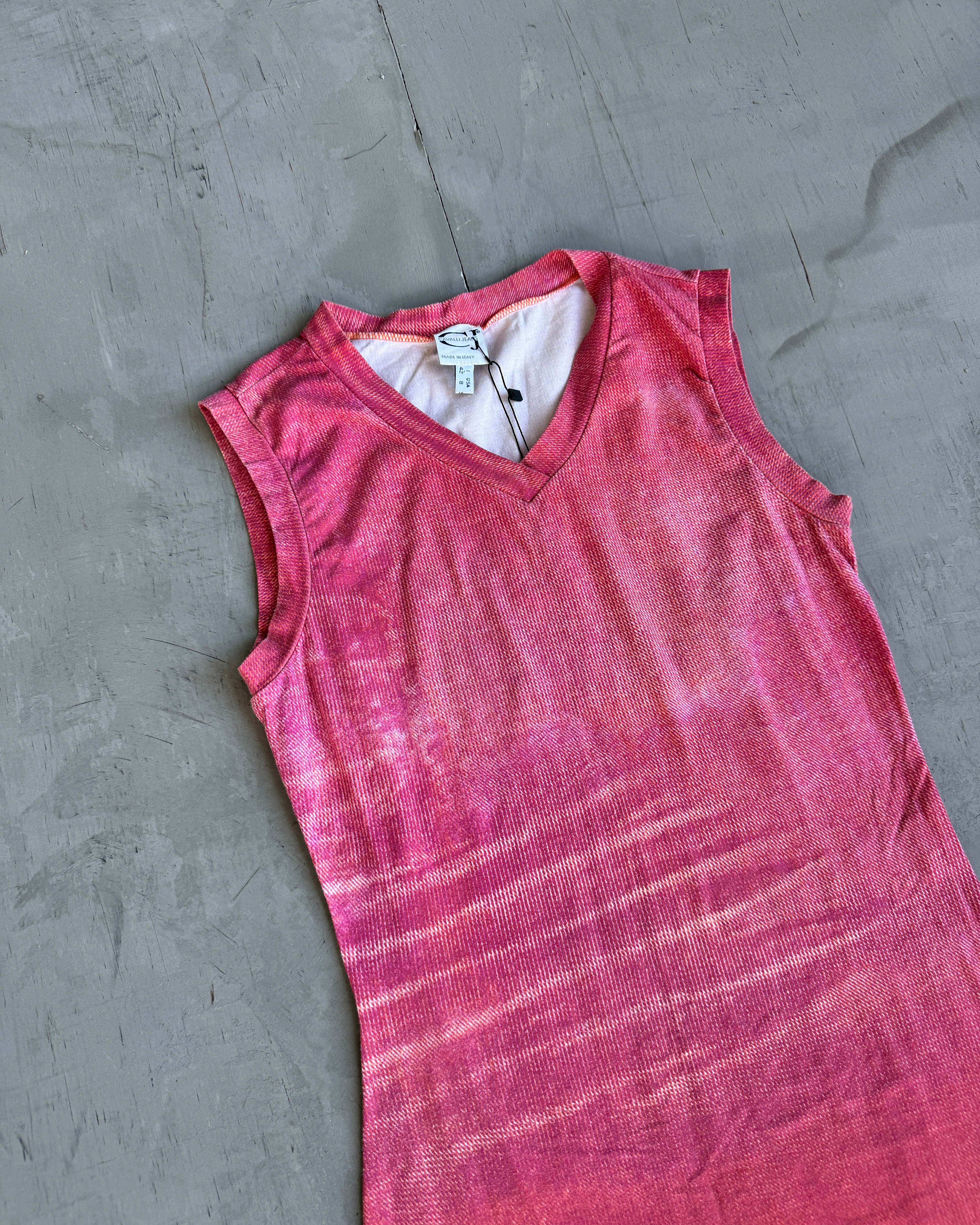 Cavalli Jeans Pink & Orange Stretch Maxi Dress