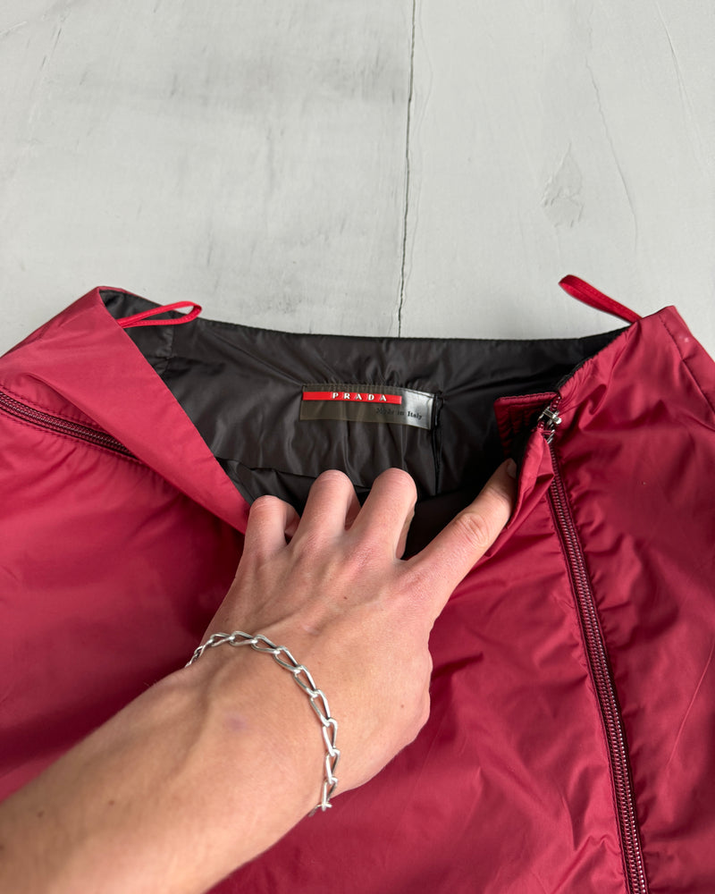 PRADA SPORT RED NYLON SKIRT - M