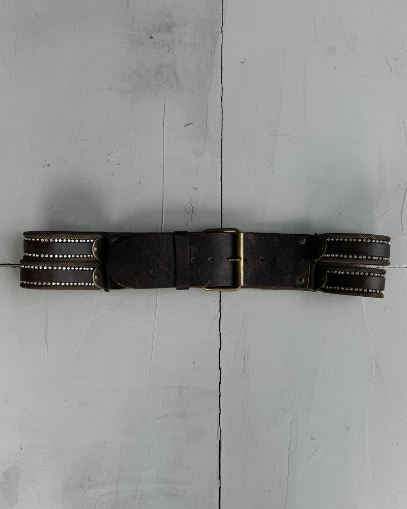 NANNI DOUBLE LAYER STUDDED LEATHER & METAL MESH BELT