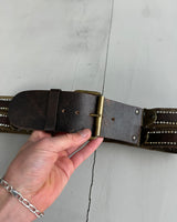 NANNI DOUBLE LAYER STUDDED LEATHER & METAL MESH BELT