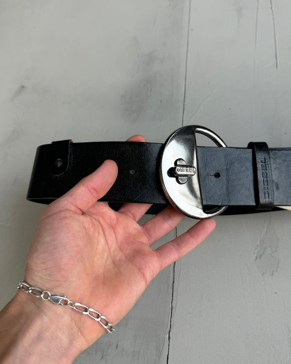 DIESEL OVERSIZED BUCKLE LEATHER BELT